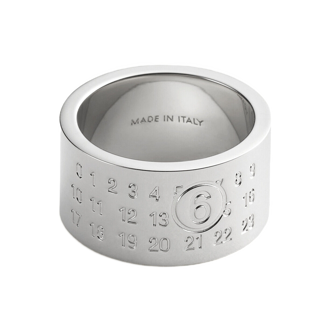 SM7UQ0107P8601951 MM6 Maison Margiela Numeric Ring Polished Palladio