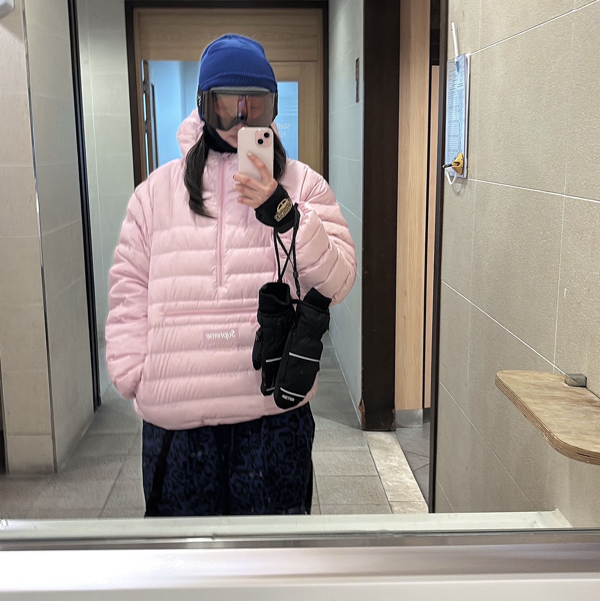 Supreme Micro Down Half Zip Hooded Pullover Light Pink - 25FW 착용 스타일