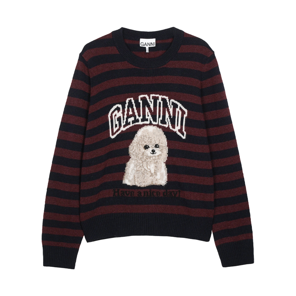 K2567-999 (W) Ganni Poodle Graphic Wool Sweater Multicolor