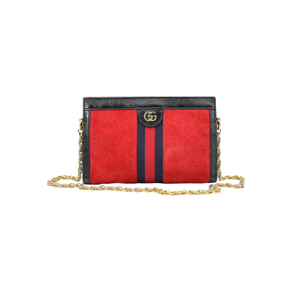 구찌 503877 레드 스웨이드 구찌 금장 오피디아 스몰 체인 숄더백(Gucci Ophidia Small Chain Shoulder Bag in Red Suede with Gold Web Detail)