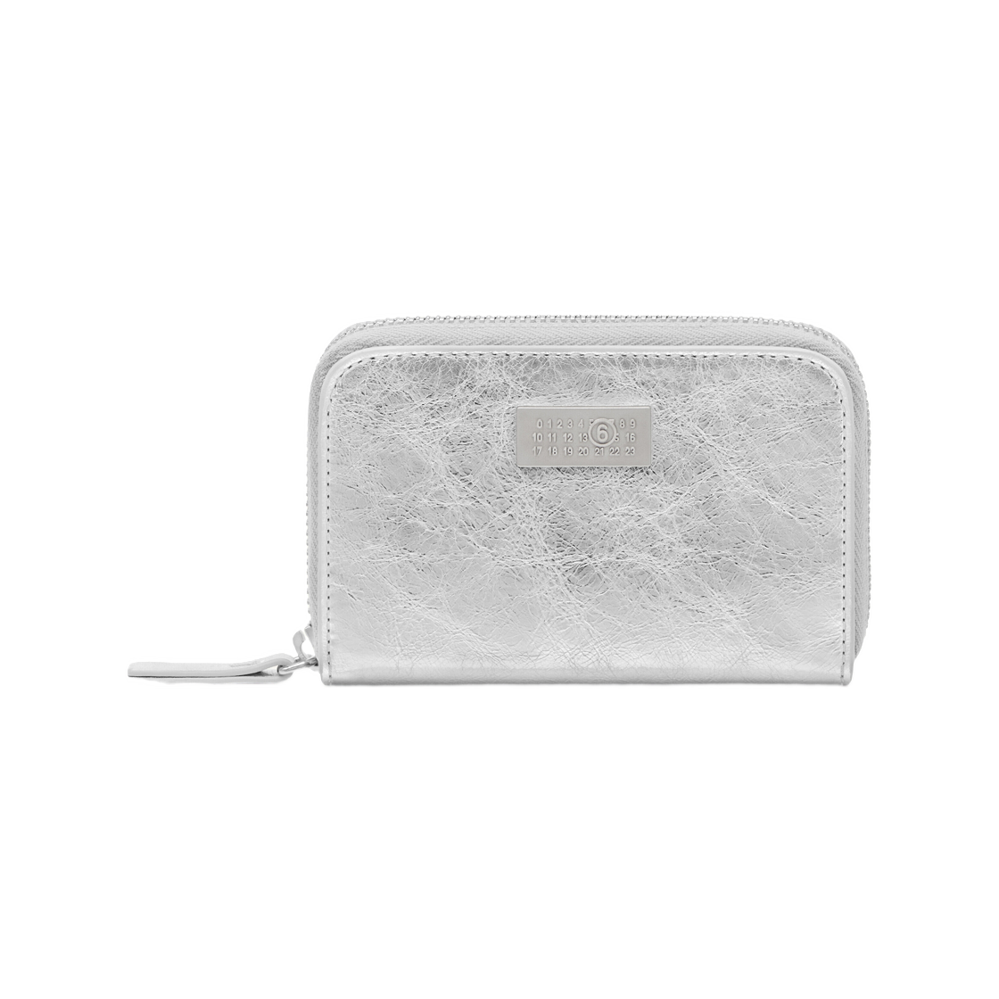 SA5UI0031P8874T9002 MM6 Maison Margiela Numeric Leather Zip Wallet Silver