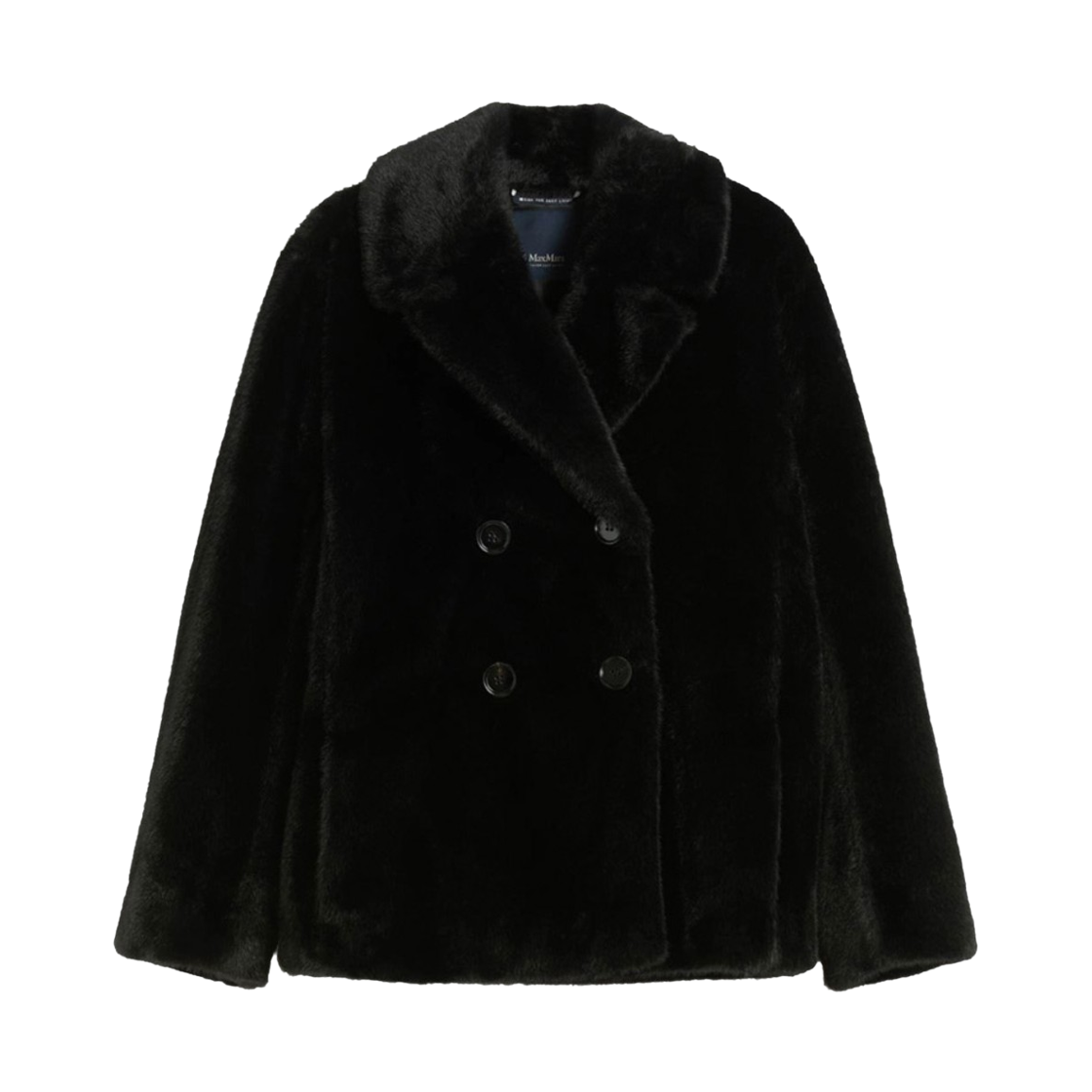 LAURA-003 (W) S Max Mara Laura Double-Breasted Jacket with Fluffy Texture Black