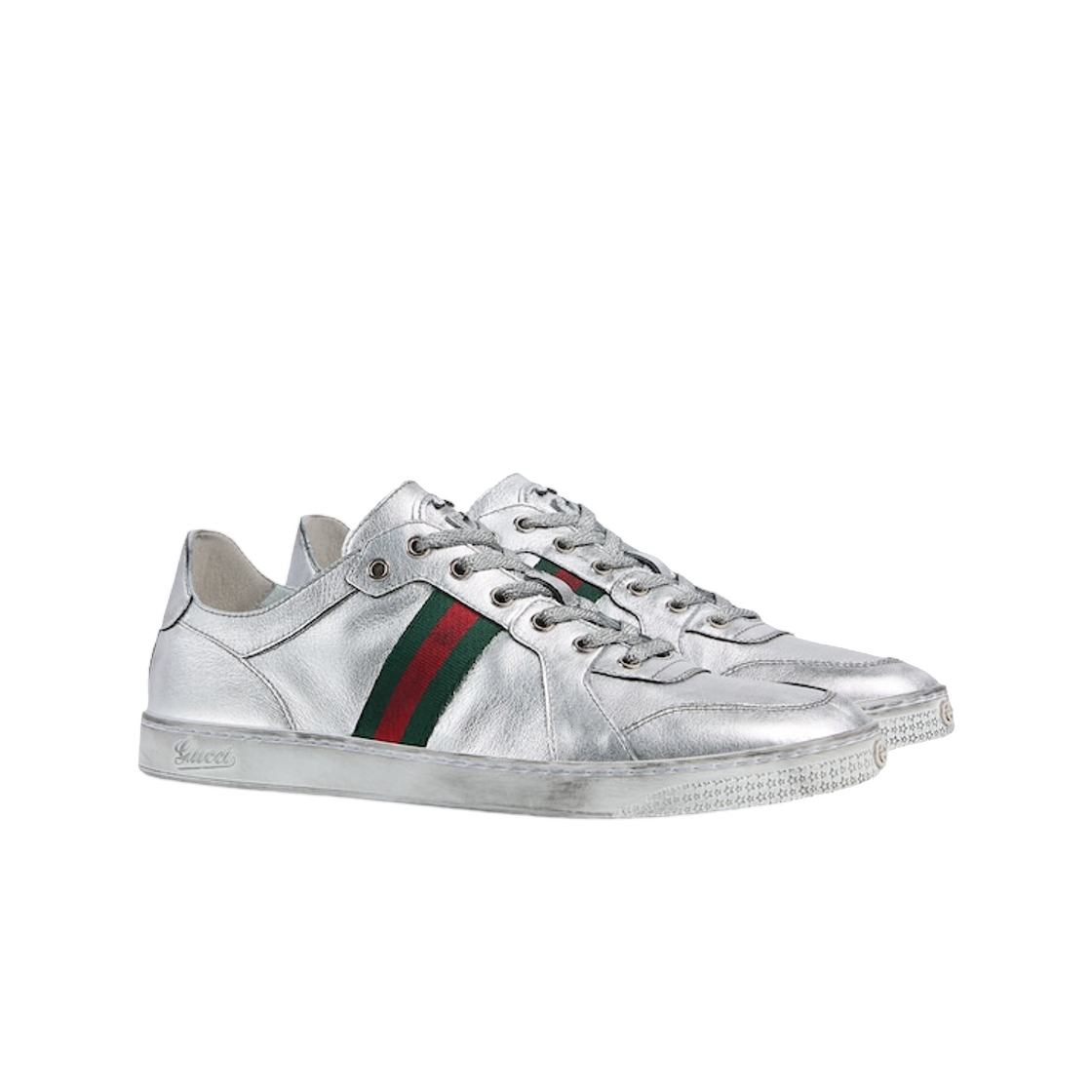 구찌 스트레치 로우탑 스니커즈 메탈릭 실버(Gucci Stretch Low-Top Sneaker Metallic Silver) - 2