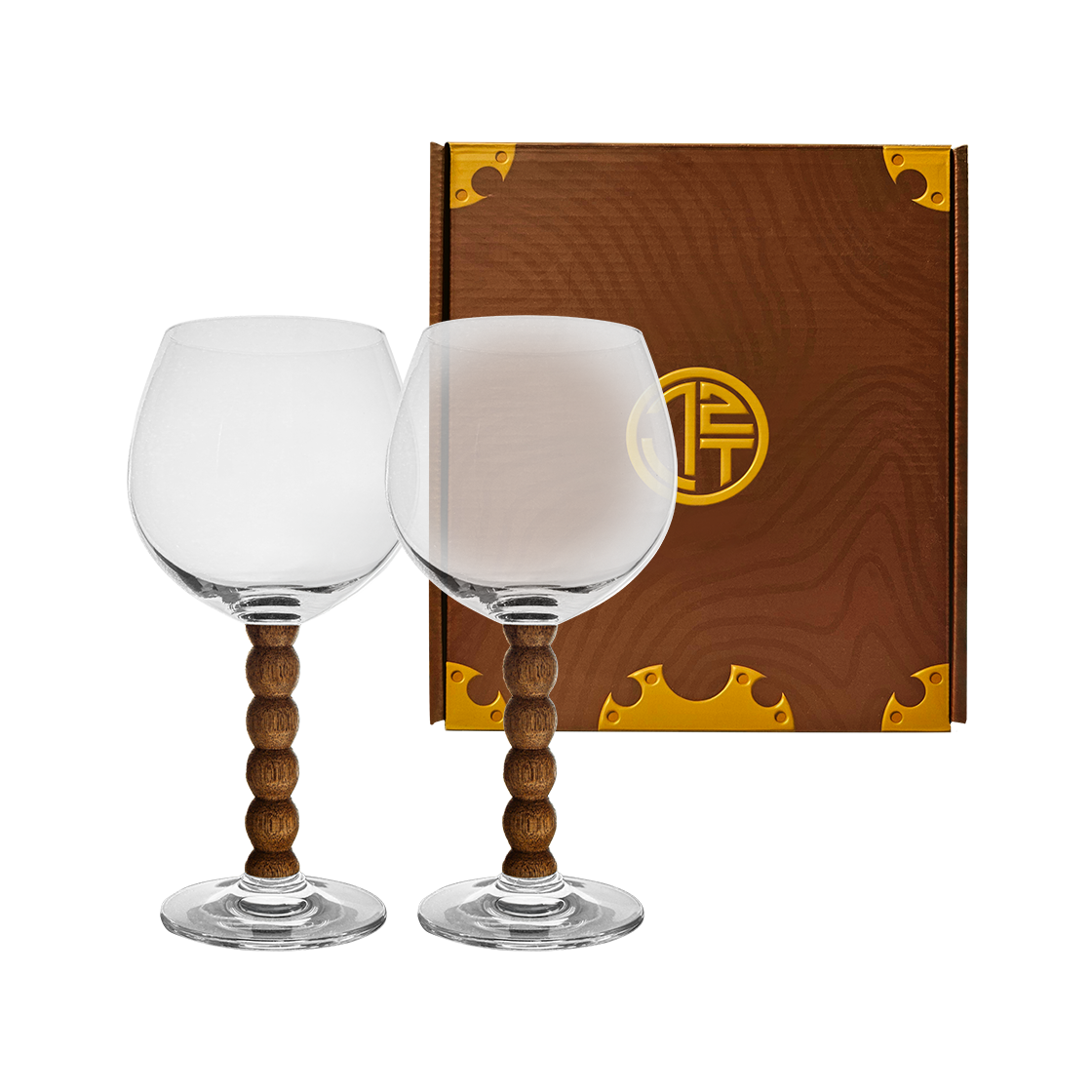 그루 크리스탈 와인잔 술잔 고블렛잔 막걸리잔 운(구슬형) 와이드 2p 선물세트(Haulshome Gru Crystal Wood Wine Glass Gift Set (Wide Pearl)) - 1