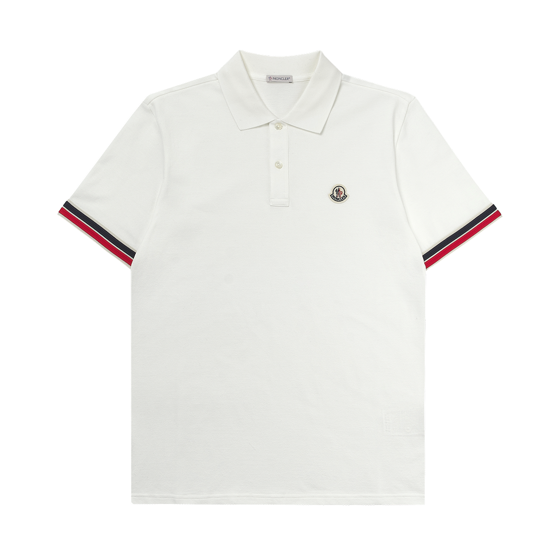 몽클레르 스트라이프 트림 코튼 피케 폴로 셔츠 화이트 - 25SS(Moncler Striped Trim Cotton Piquet Polo Shirt White - 25SS) - 1