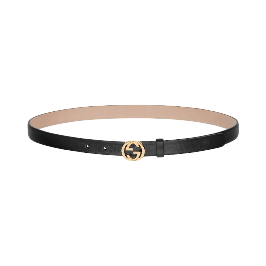 864428-CVE0G-1000 (W) Gucci Interlocking G Buckle Thin Belt Black