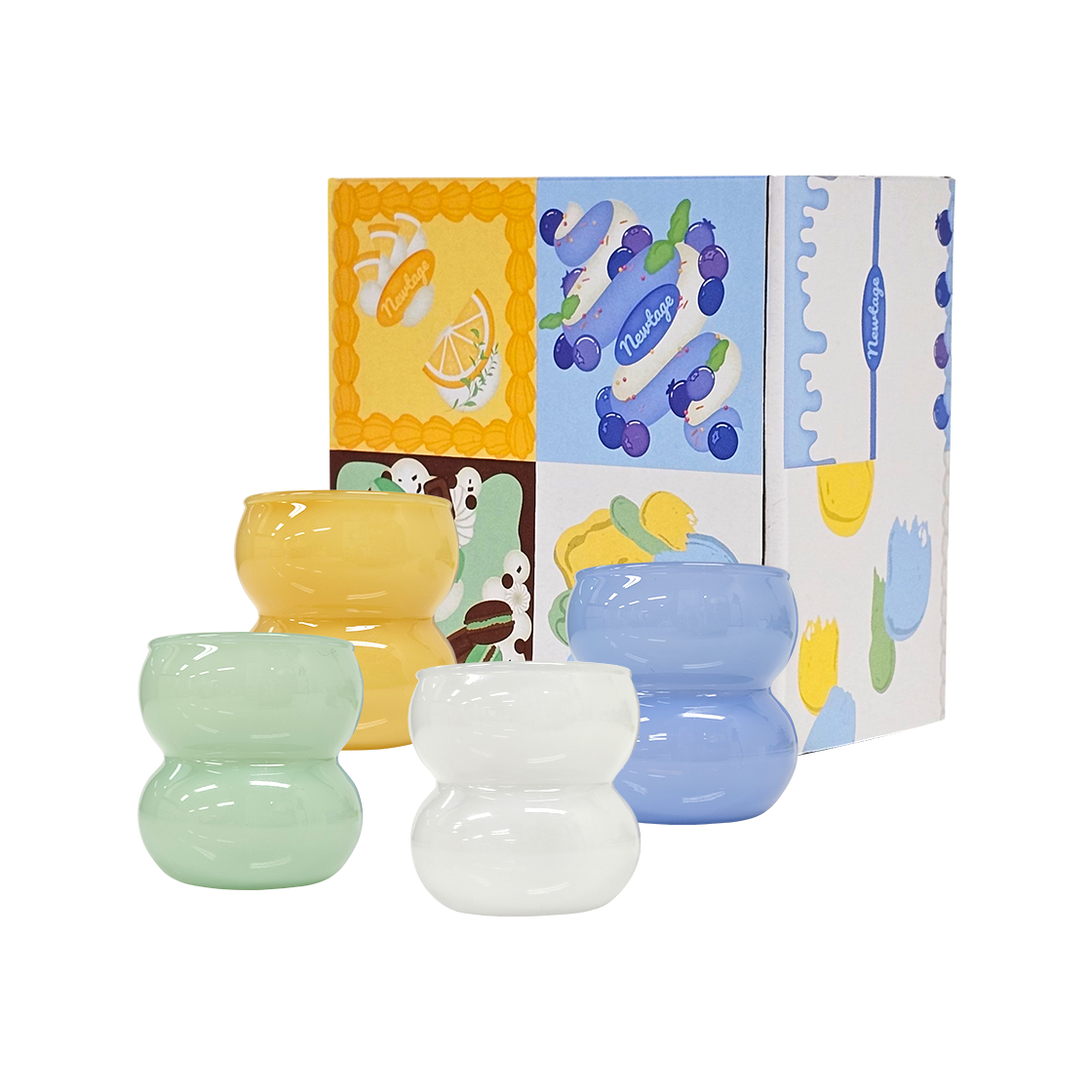 뉴티지 밀크글라스 소주잔 4종세트 예쁜 술잔 사케잔 쁘띠잔(Haulshome Newtage Glass Soju Glass 4p Set)