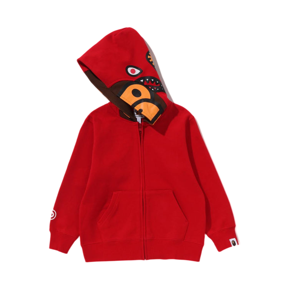 (키즈) 베이프 마일로 샤크 집 후드 레드((Kids) BAPE Milo Shark Zip Hoodie Red) - 2