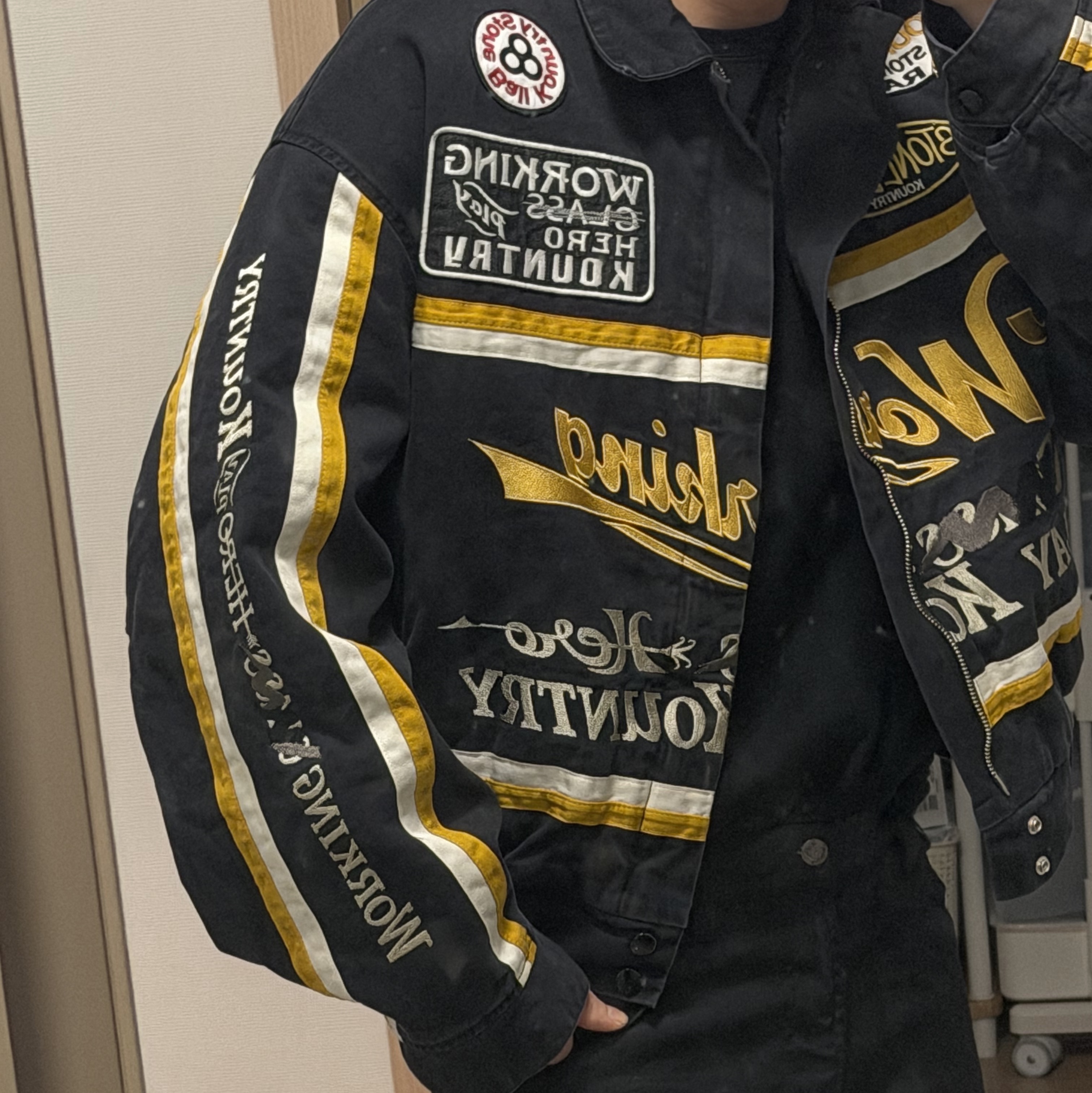 Kapital Chino Ad Racing Drizzler Jacket Black 착용 스타일 - 2