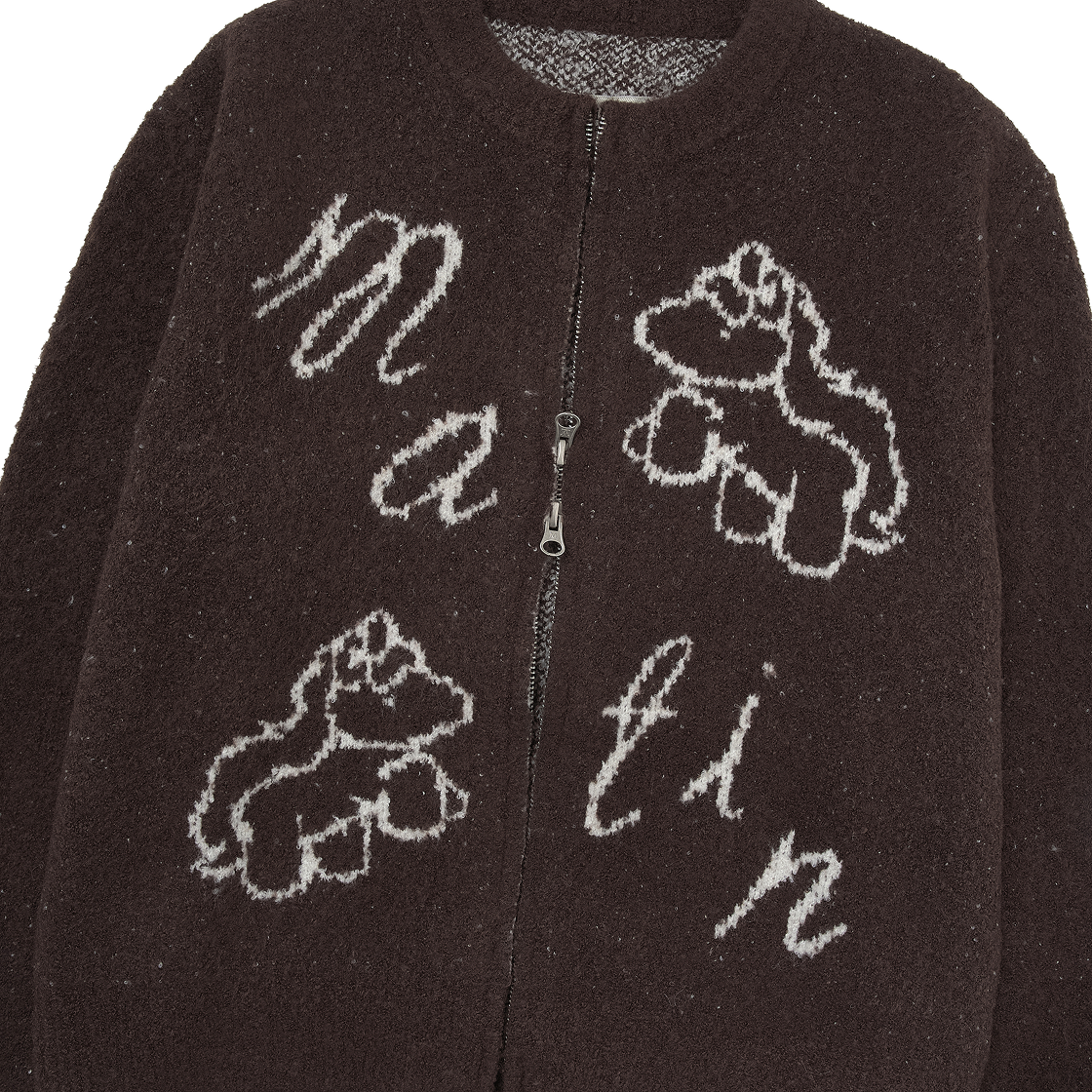 (W) 마뗑킴 마틴 포니 코니 니트 집업 브라운((W) Matin Kim Matin Poni Coni Knit Zip Up In Brown) - 3