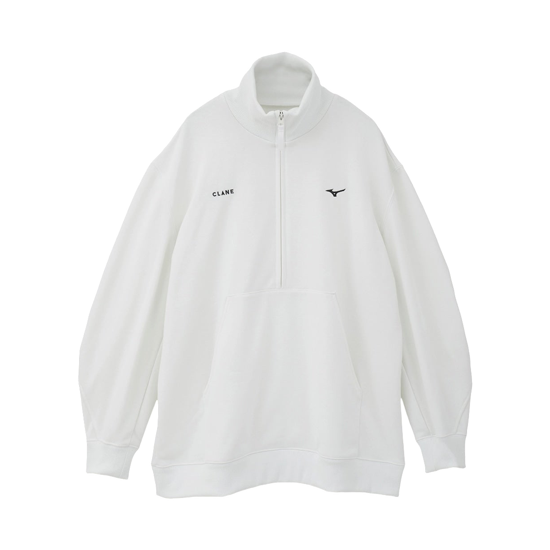 B2JCCS70 (W) Mizuno x Clane Polyspan Half Zip Sweatshirt White