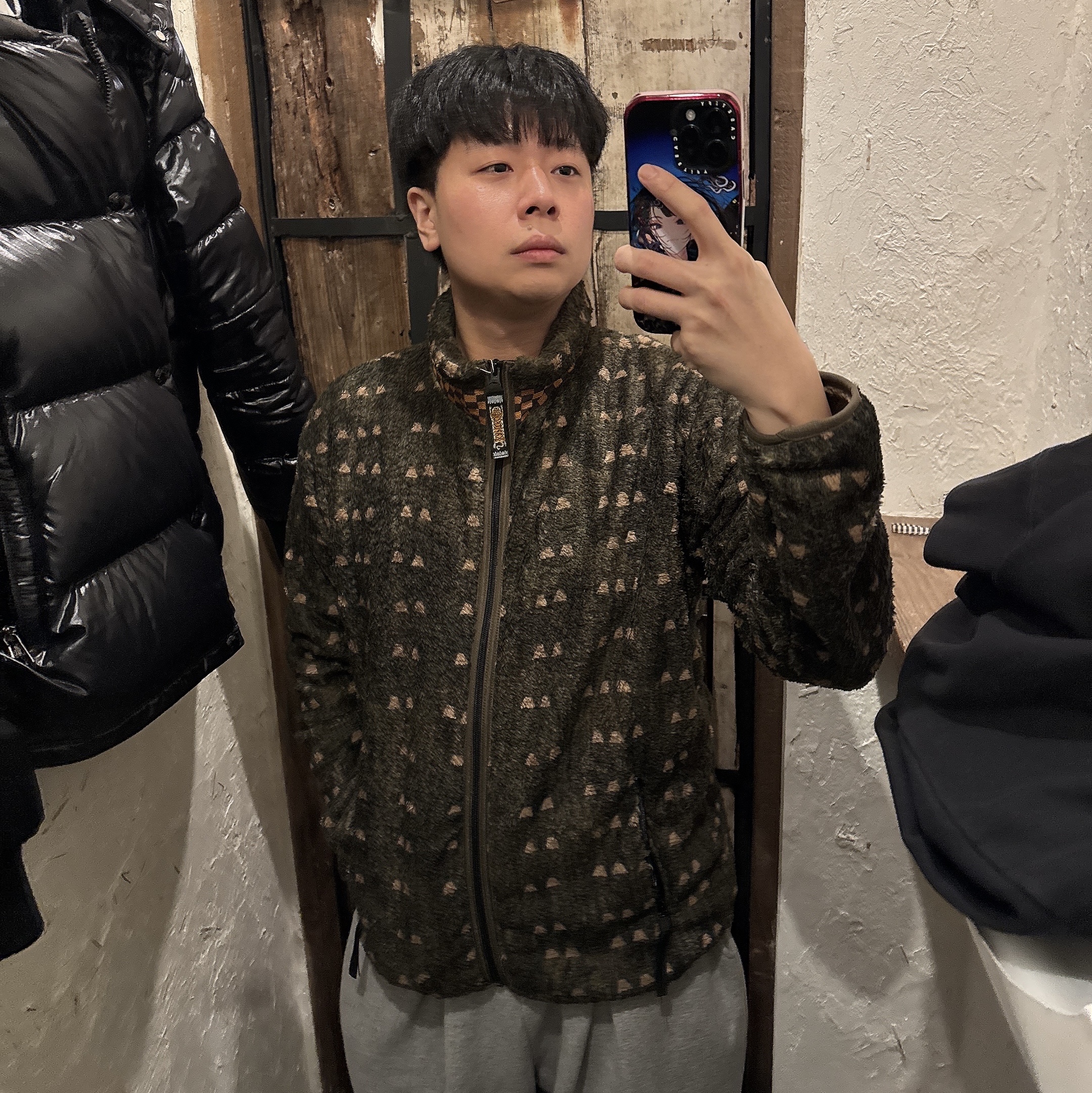Kapital Fleece Zip Blouson with Irises Khaki 착용 스타일