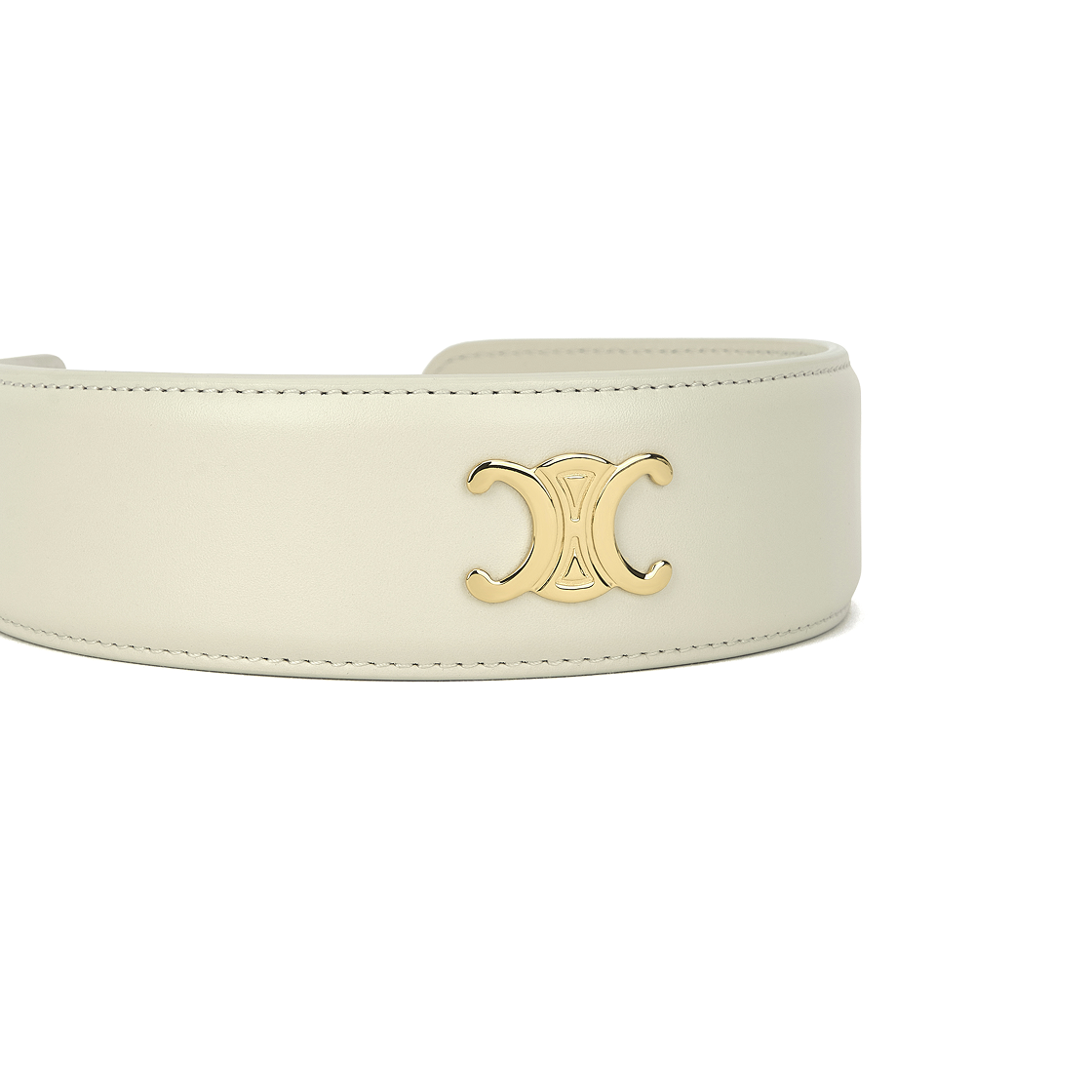 (W) 셀린느 헤드밴드 카프스킨 앤 브래스 골드 피니쉬 에크루 골드((W) Celine Headband in Calfskin and Brass with Gold Finish Ecru Gold) - 2