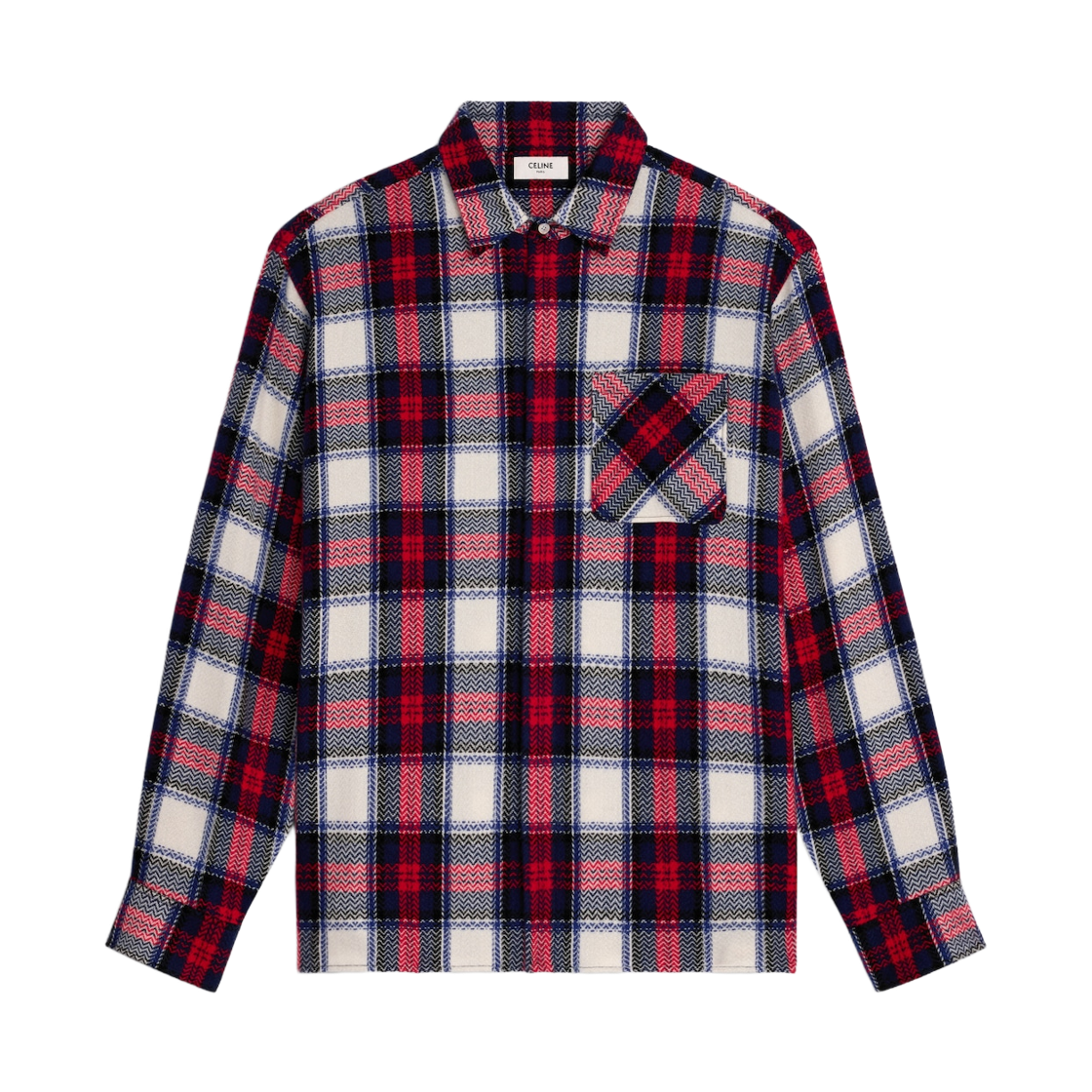 셀린느 체크 캐시미어 오버셔츠 블랙 레드(Celine Check Cashmere Overshirt Black Red)