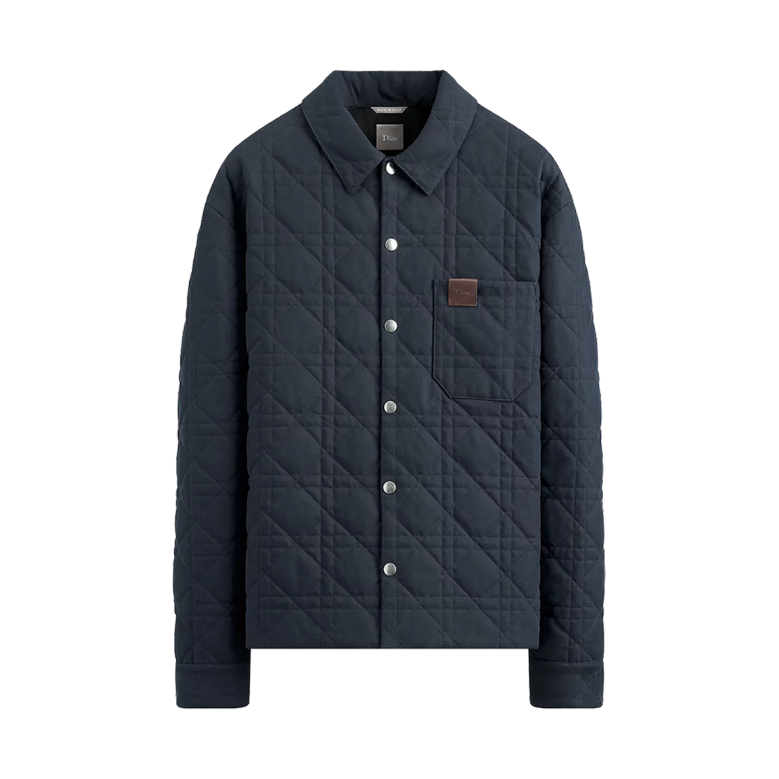 디올 레더 디올 패치 까나쥬 오버셔츠 네이비 블루(Dior Leather Dior Patch Cannage Overshirt Navy Blue)