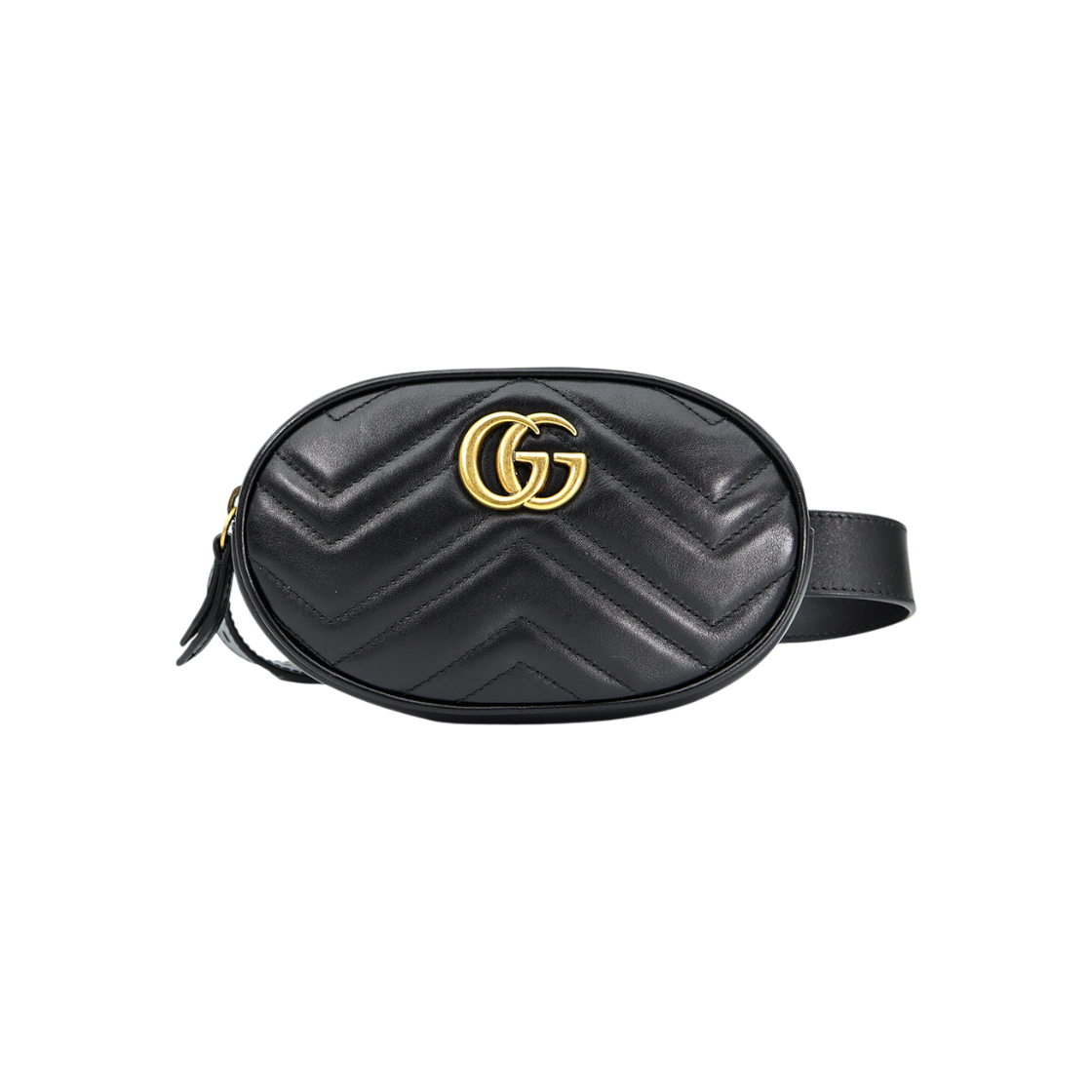 구찌 476434 블랙 마틀라세 쉐브론 금장 GG 마몽 힙색 벨트백(GG Marmont Black Matelasse Chevron Belt Bag) - 1