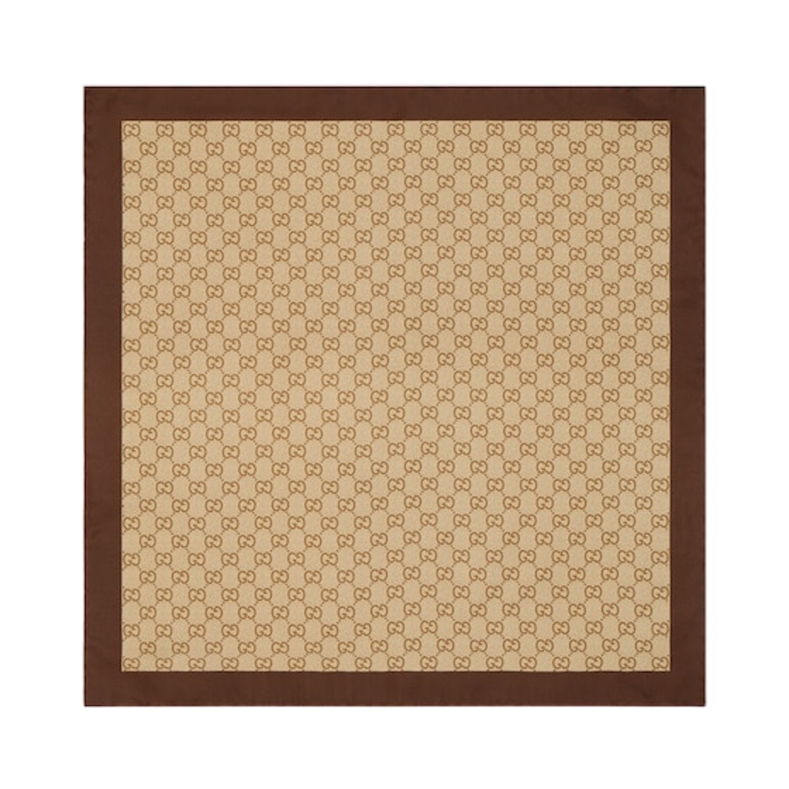 (W) 구찌 프린티드 실크 트윌 까레 브라운 라이트 브라운((W) Gucci Printed Silk Twill Carre Brown Light Brown) - 1