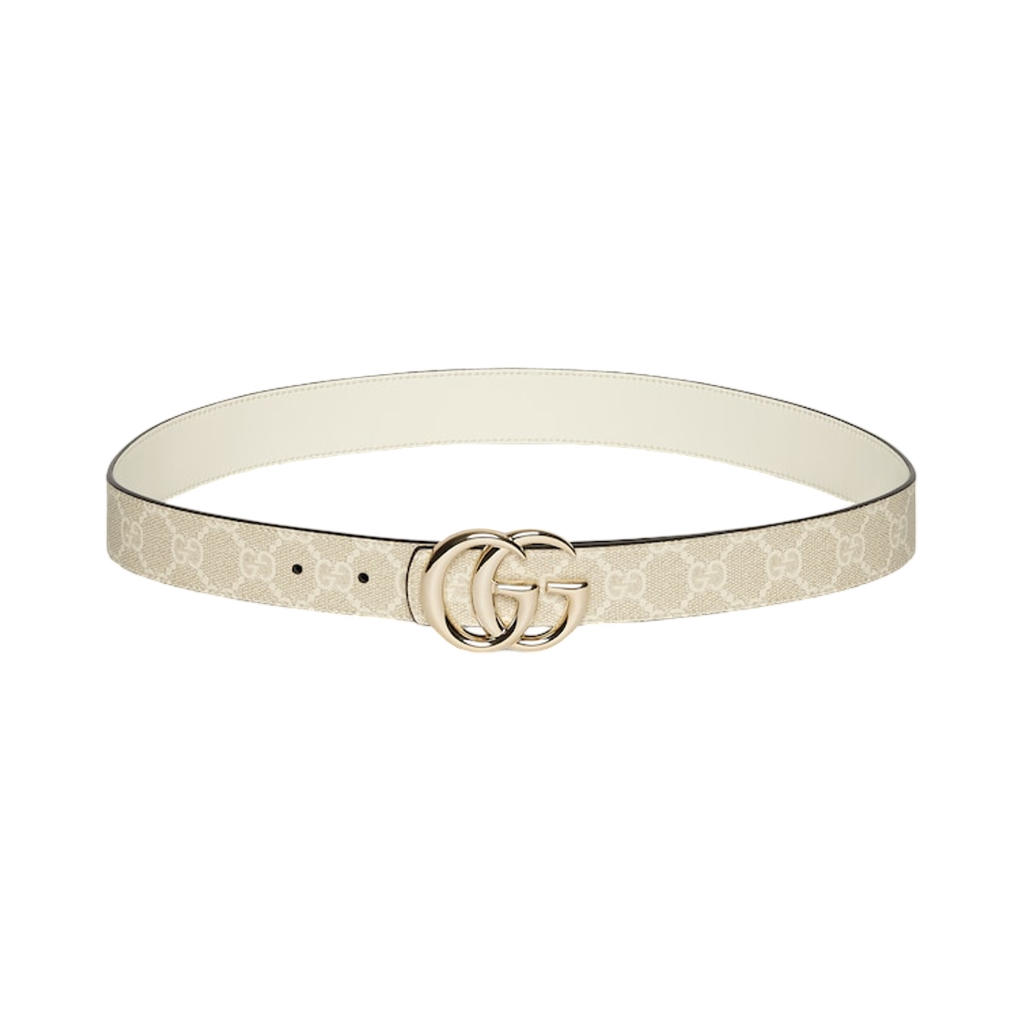 (W) 구찌 리버시블 GG 마몽 벨트 화이트((W) Gucci Reversible GG Marmont Belt White) - 1