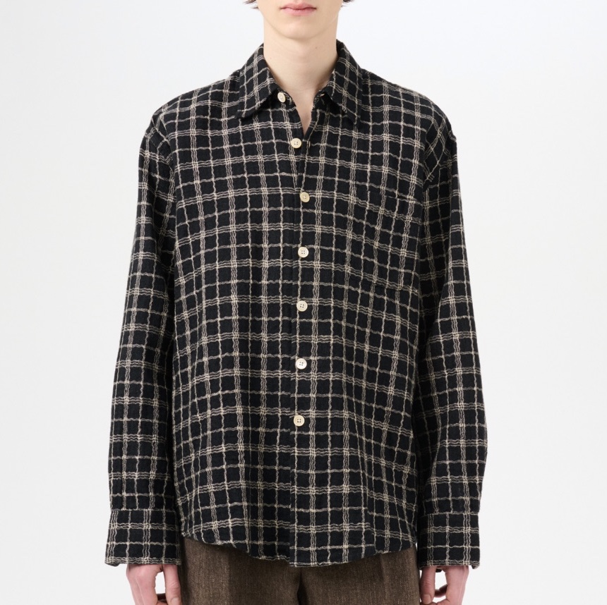 Our Legacy Above Shirt Black Fishnet Cloth 착용 스타일