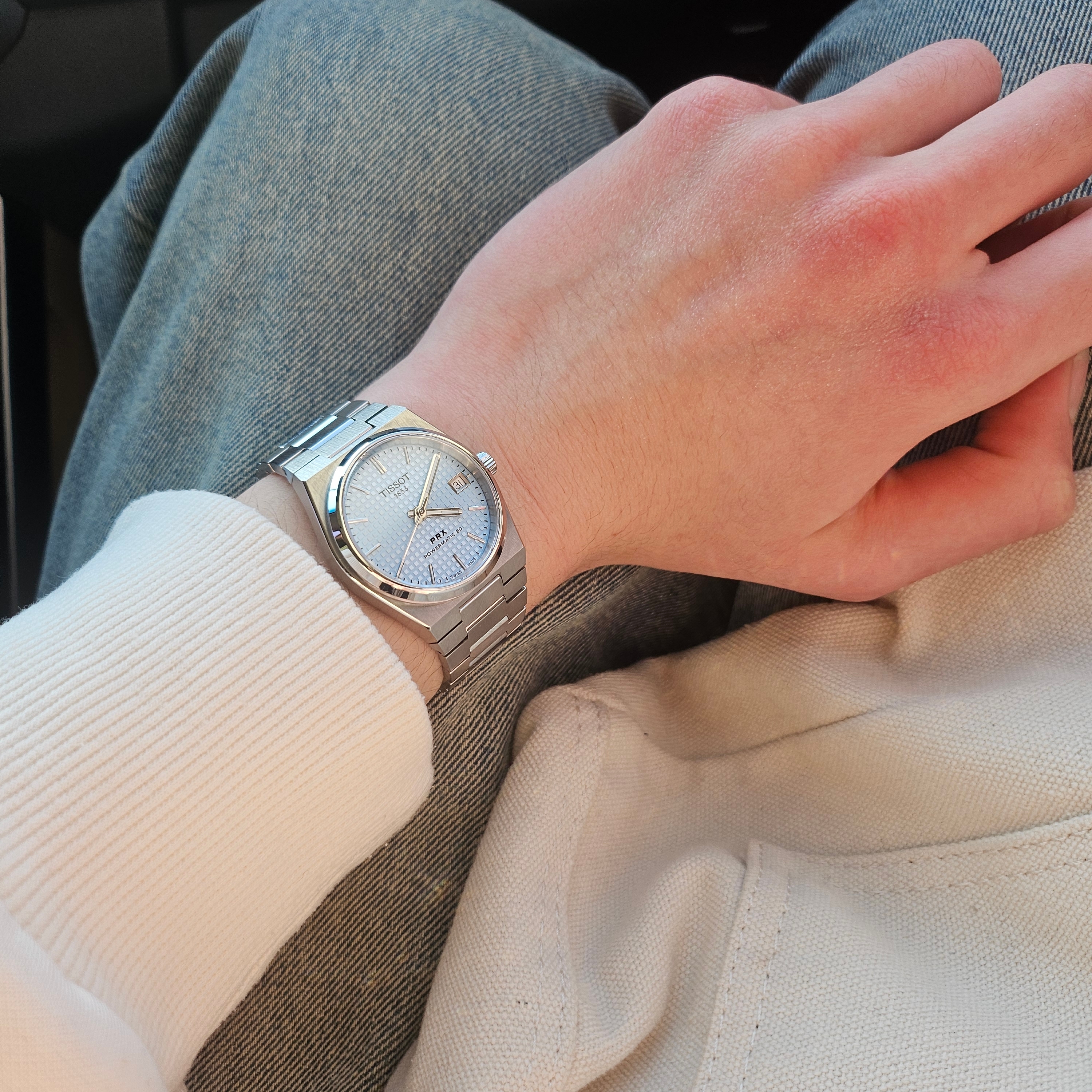 Tissot PRX Powermatic 80 35mm Steel Ice Blue 착용 스타일 - 1