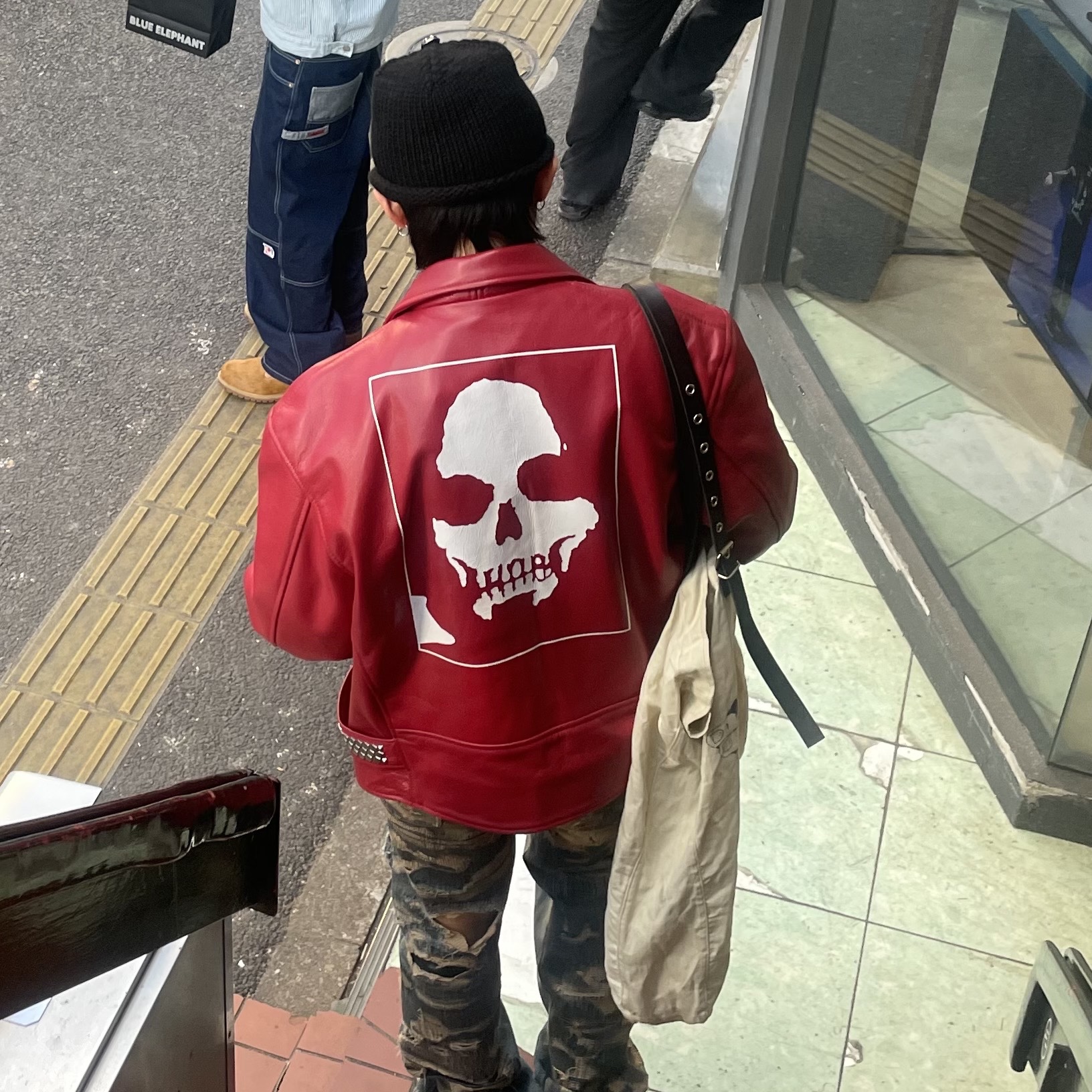 Supreme x Number (N)ine x Schott Perfecto Leather Jacket Red - 25FW 착용 스타일 - 2