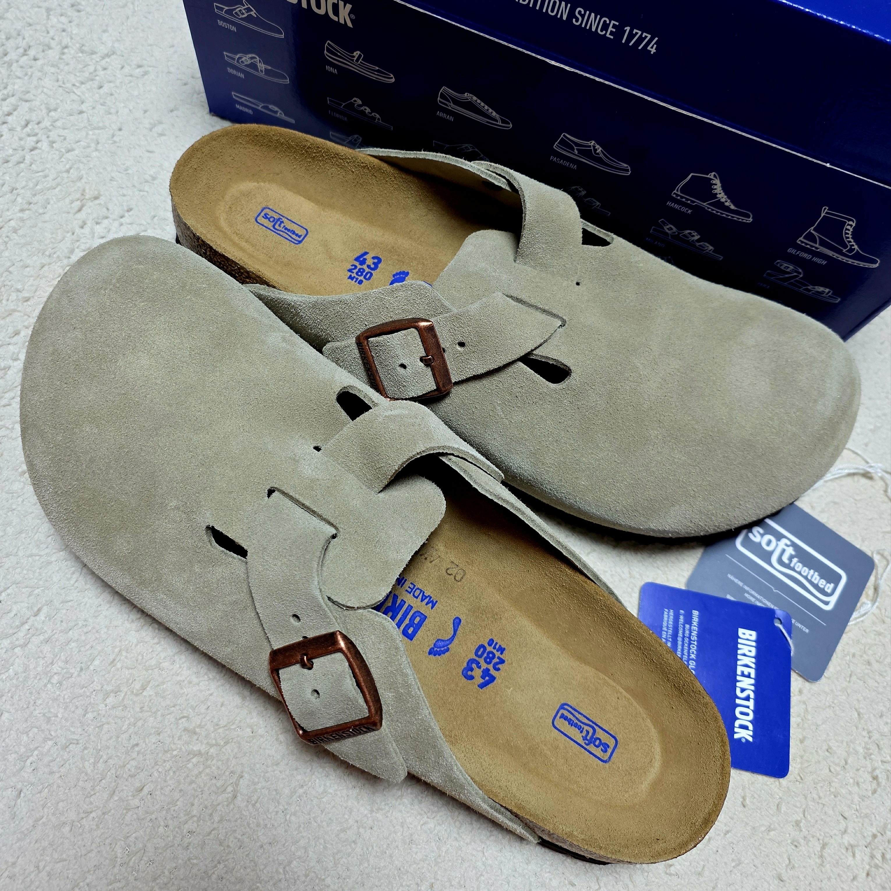 Birkenstock Boston Soft Footbed Taupe - Narrow 착용 스타일