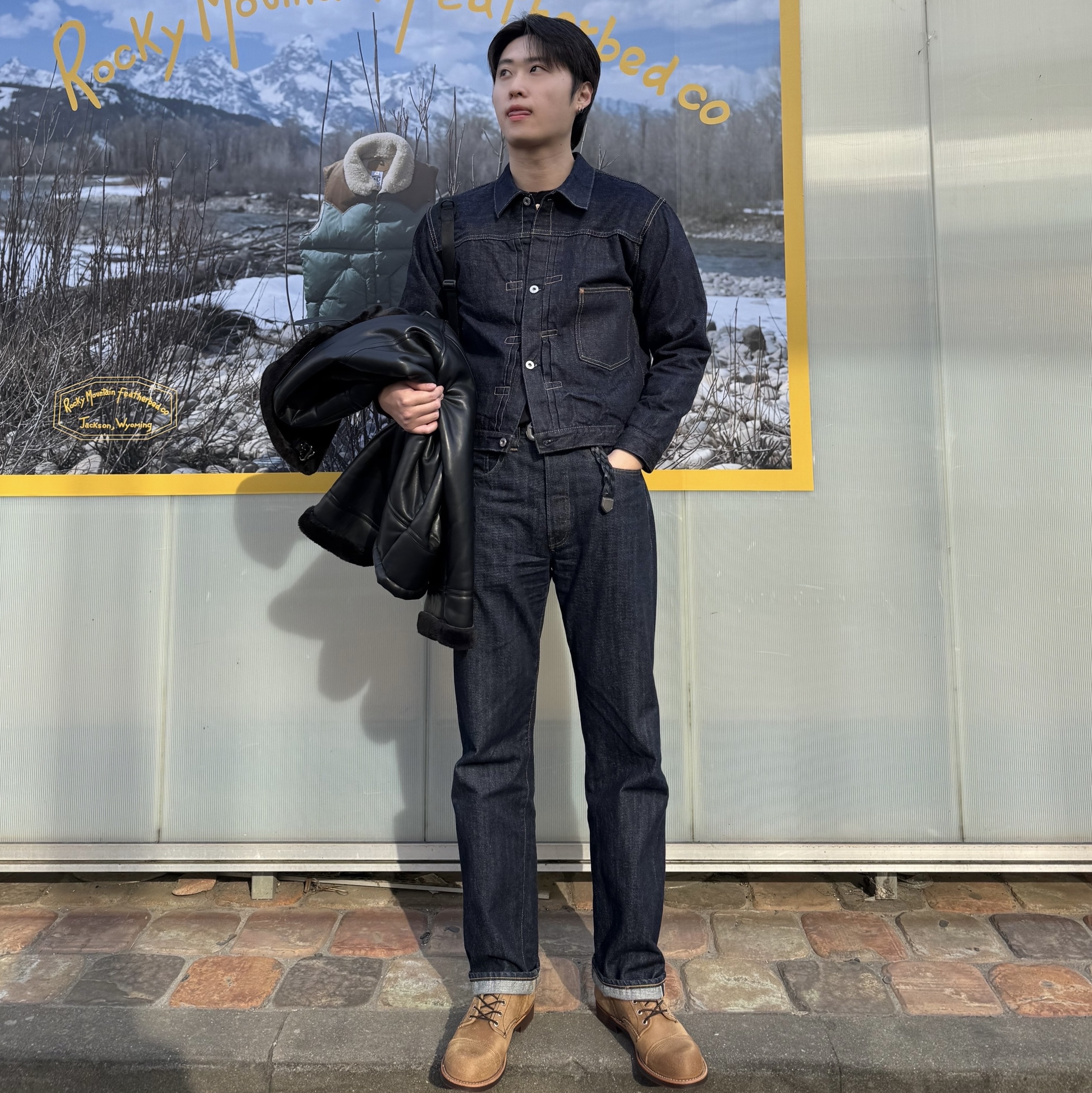 LVC 1947 501 Rigid Cotton Jean Dark Indigo, Red Wing Iron Ranger 8083 Hawthrone Muleskinner - D 착용 스타일 - 1