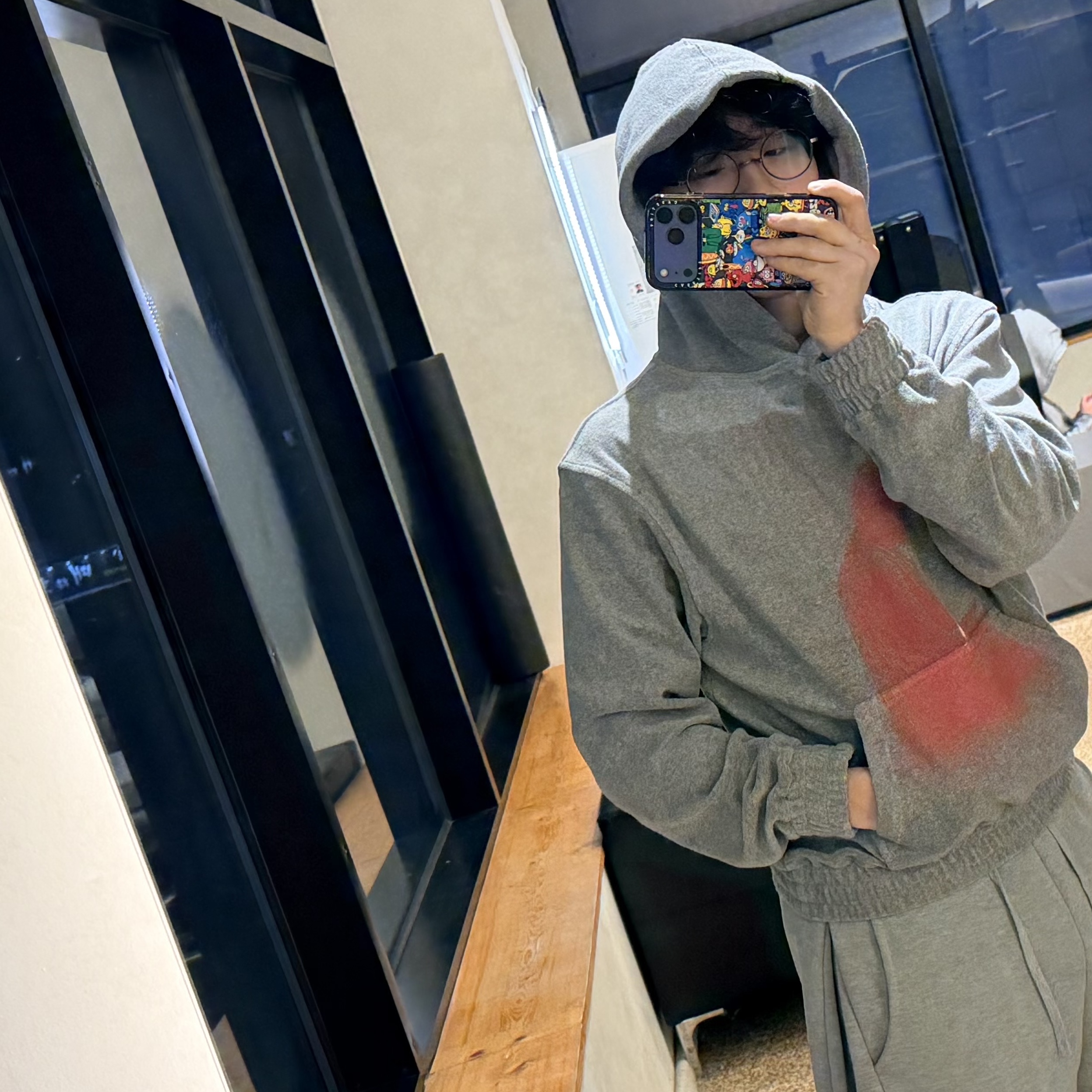 emostanceclub French Terry Buddha Hoodie 착용 스타일 - 3
