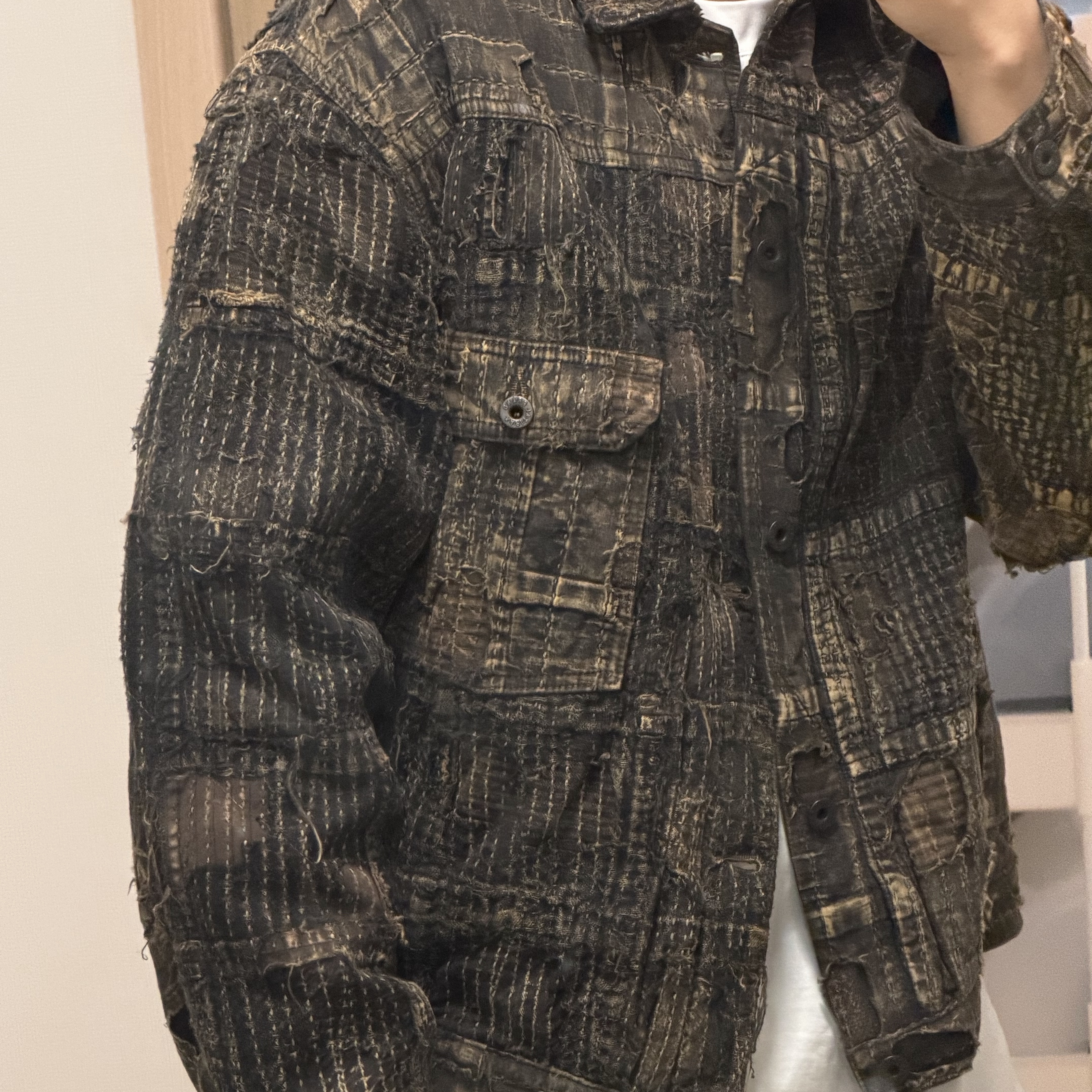 Kapital Black Tea-Core Boro Spring 1st Jacket Black 착용 스타일