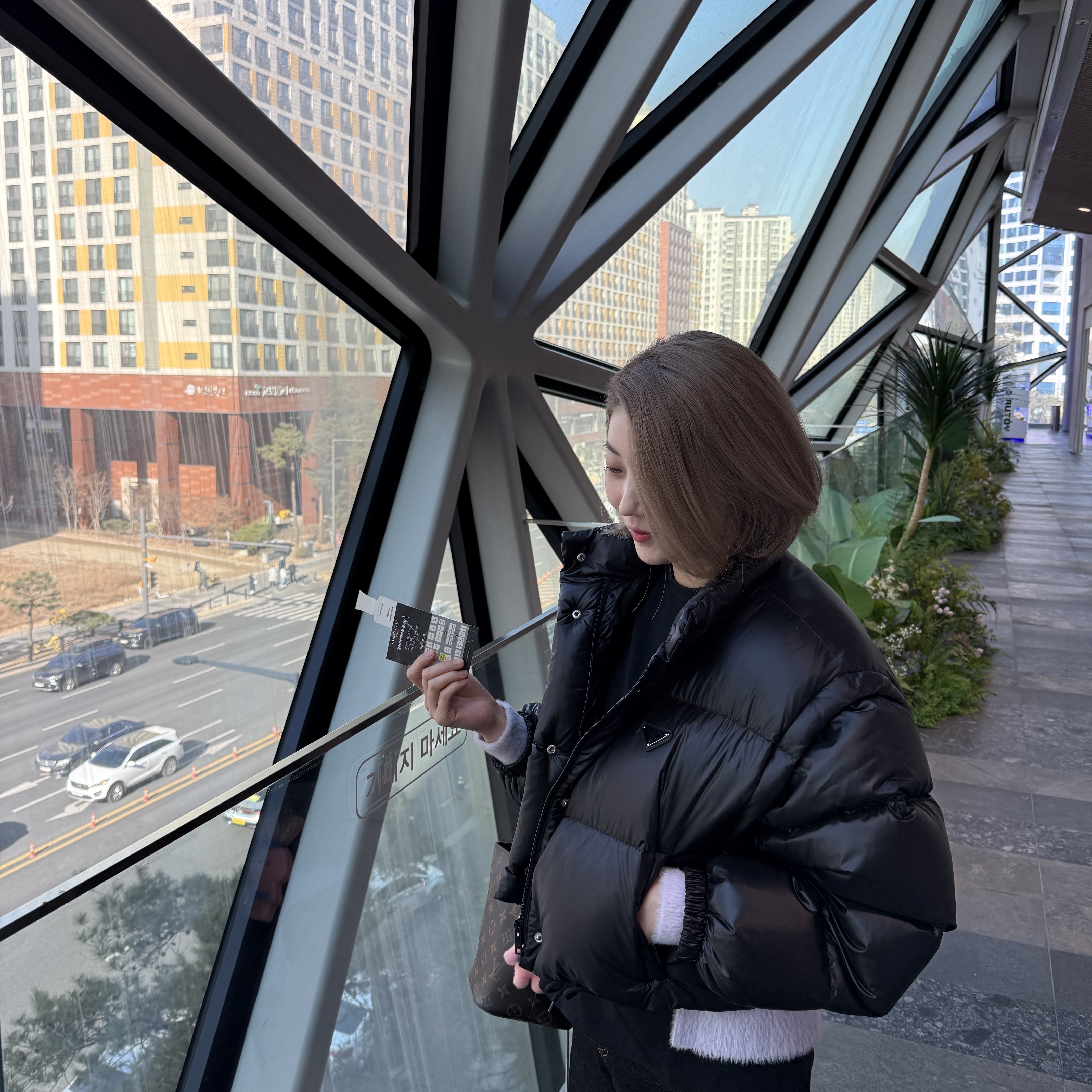 (W) Prada Re-Nylon Cropped Convertible Down Jacket Black, Louis Vuitton All in BB Monogram 착용 스타일
