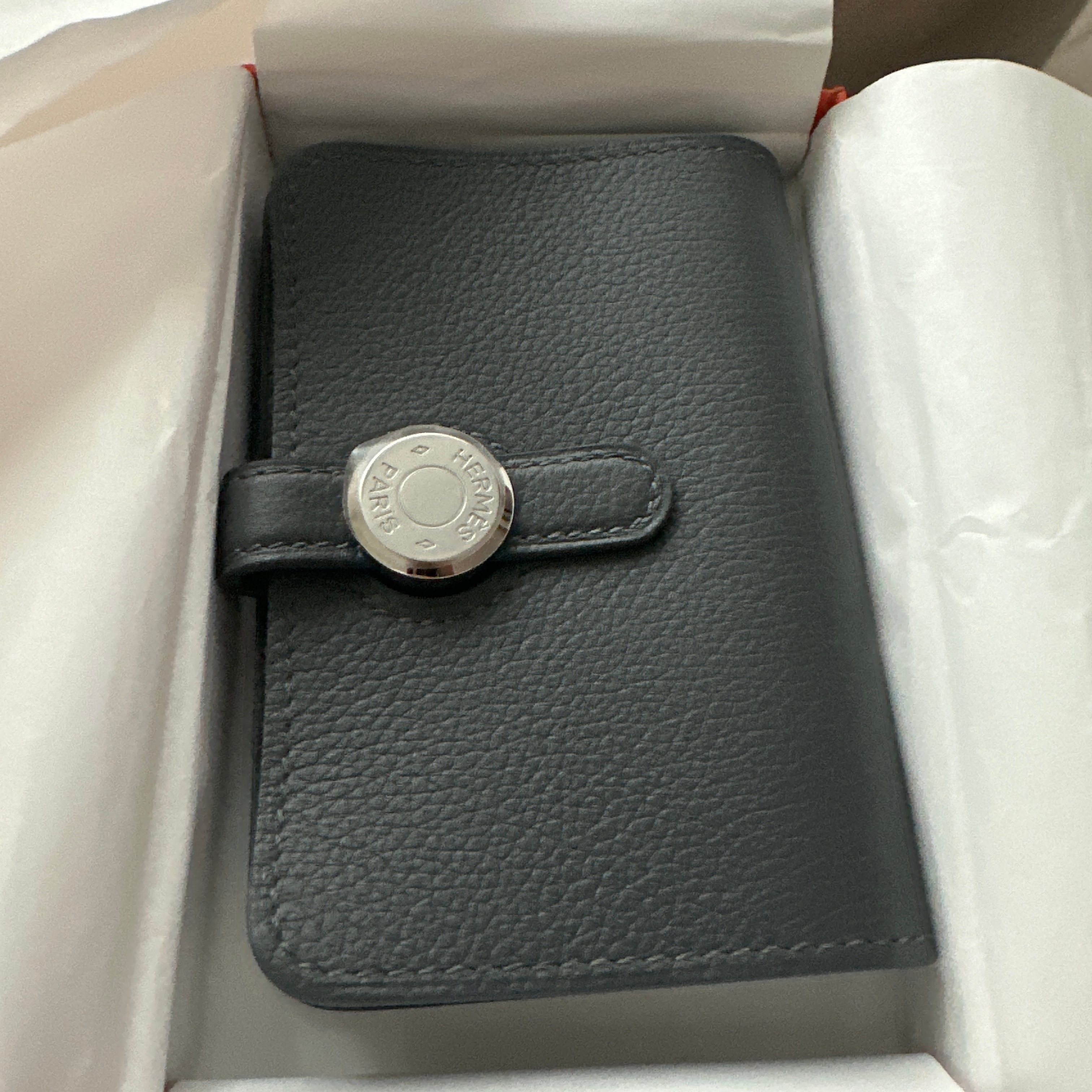 Hermes Dogon Card Holder Evercolor & Palladium Ardoise 착용 스타일 - 2