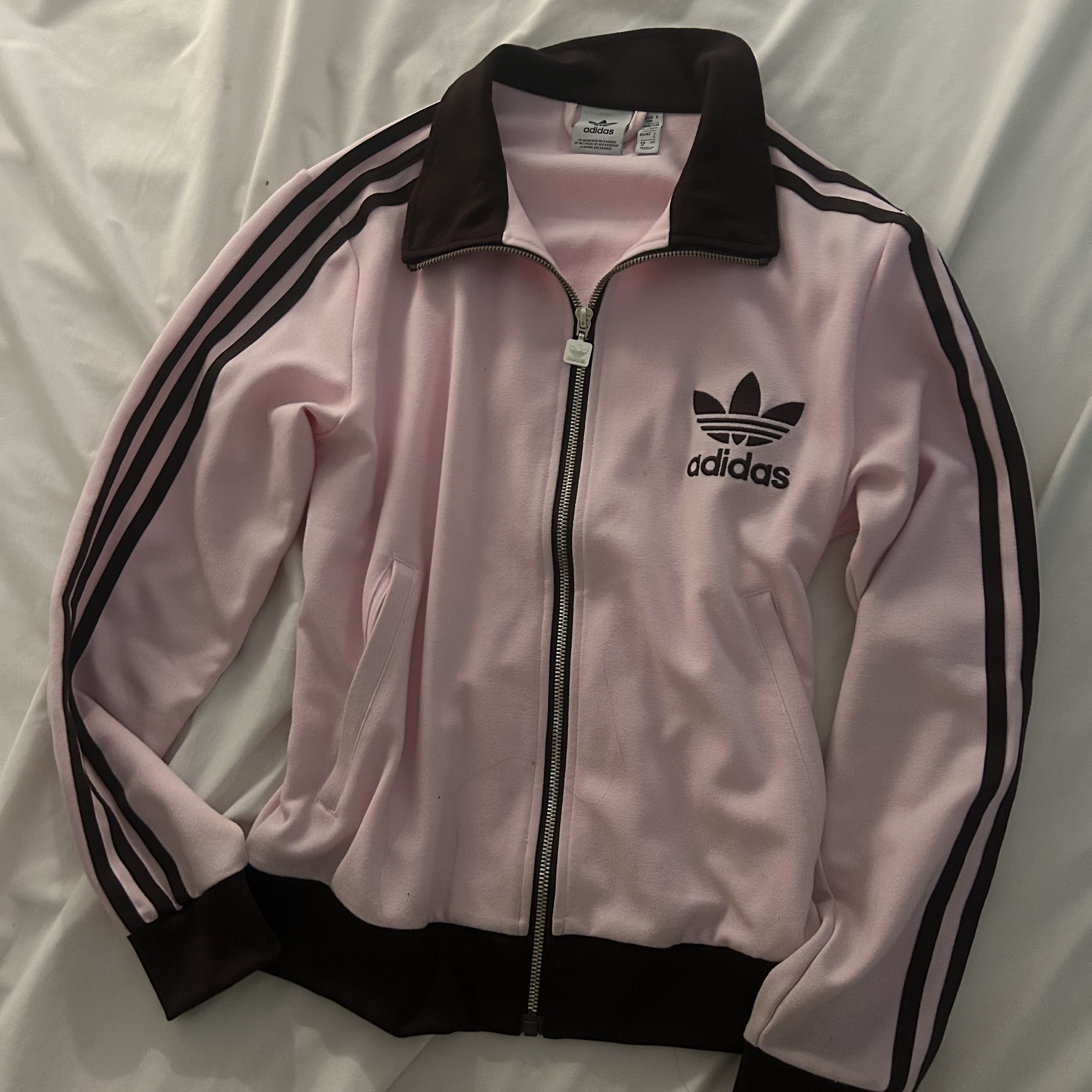 (W) Adidas Premium Originals Track Top Clear Pink Shadow Brown - KR Sizing 착용 스타일