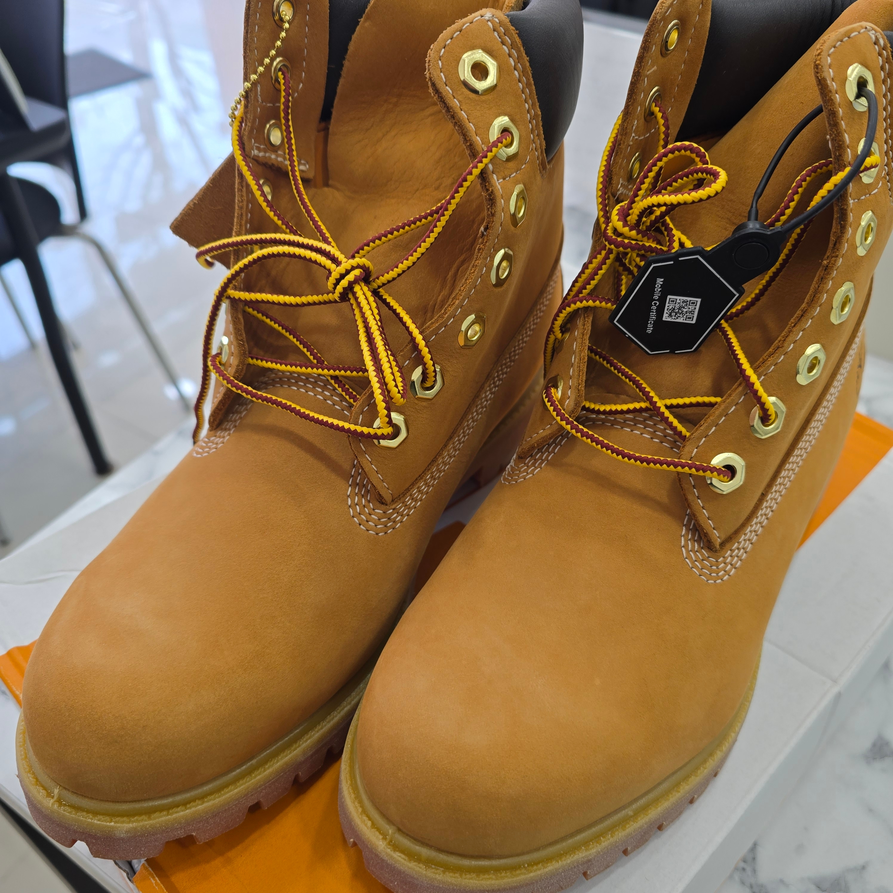 Timberland Premium 6 inch Waterproof Boot Wheat Nubuck - Wide 착용 스타일 - 5