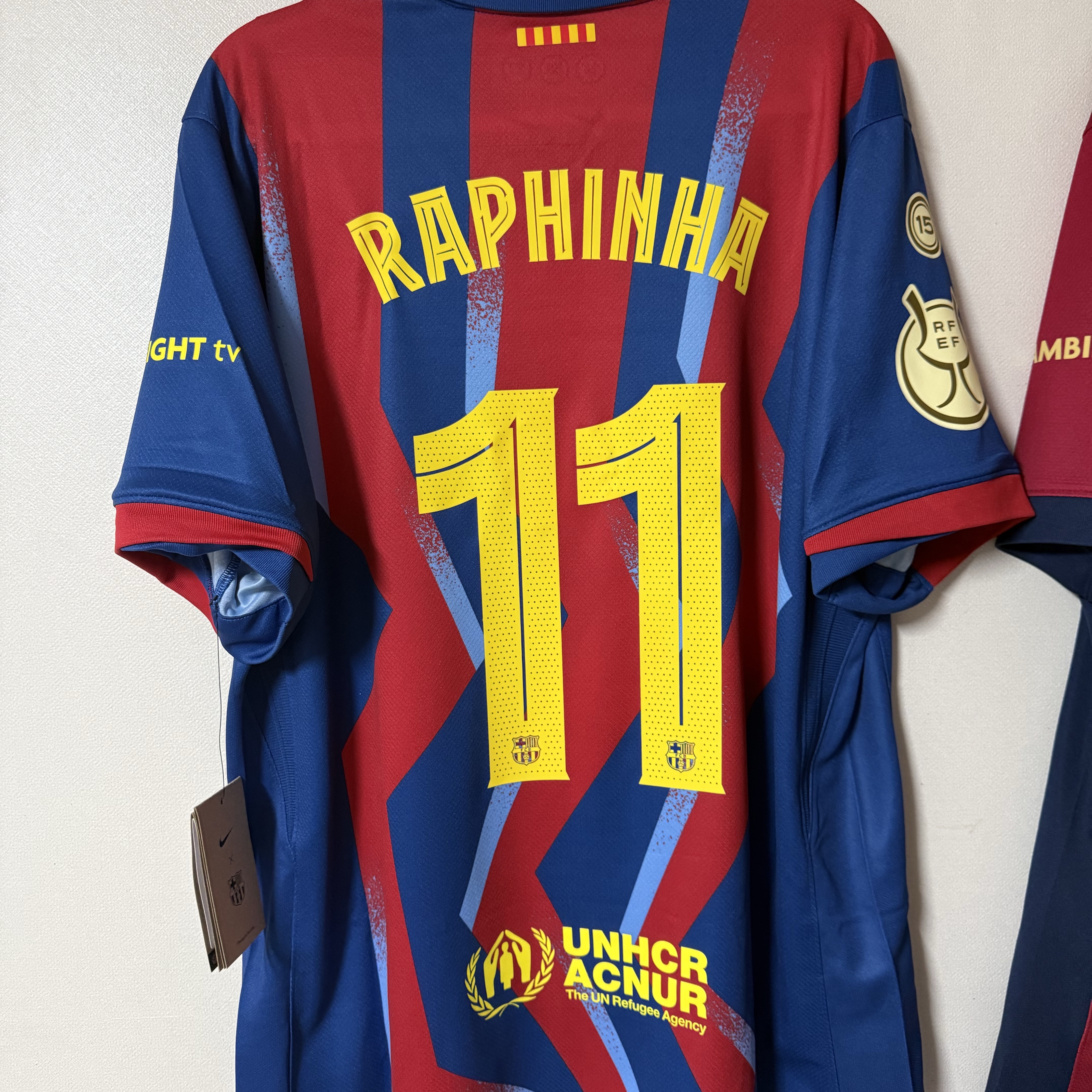 Nike FC Barcelona 2025/26 Stadium Fourth Dri-Fit Soccer Replica Jersey Gym Blue Salsa Red (Non Marking Ver.) 착용 스타일 - 2