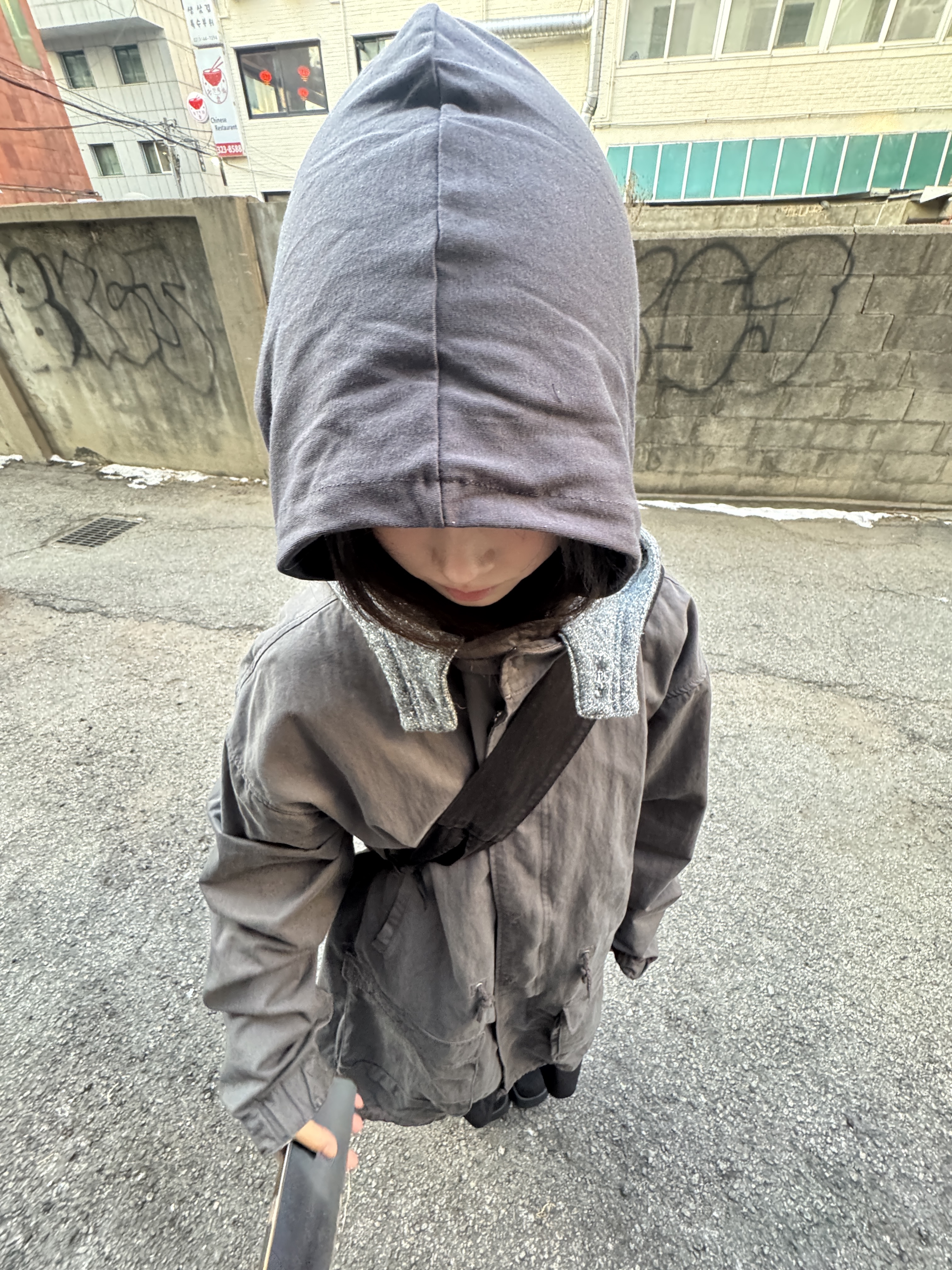 COYSEIO Washed Military Jacket Mud Charcoal 착용 스타일
