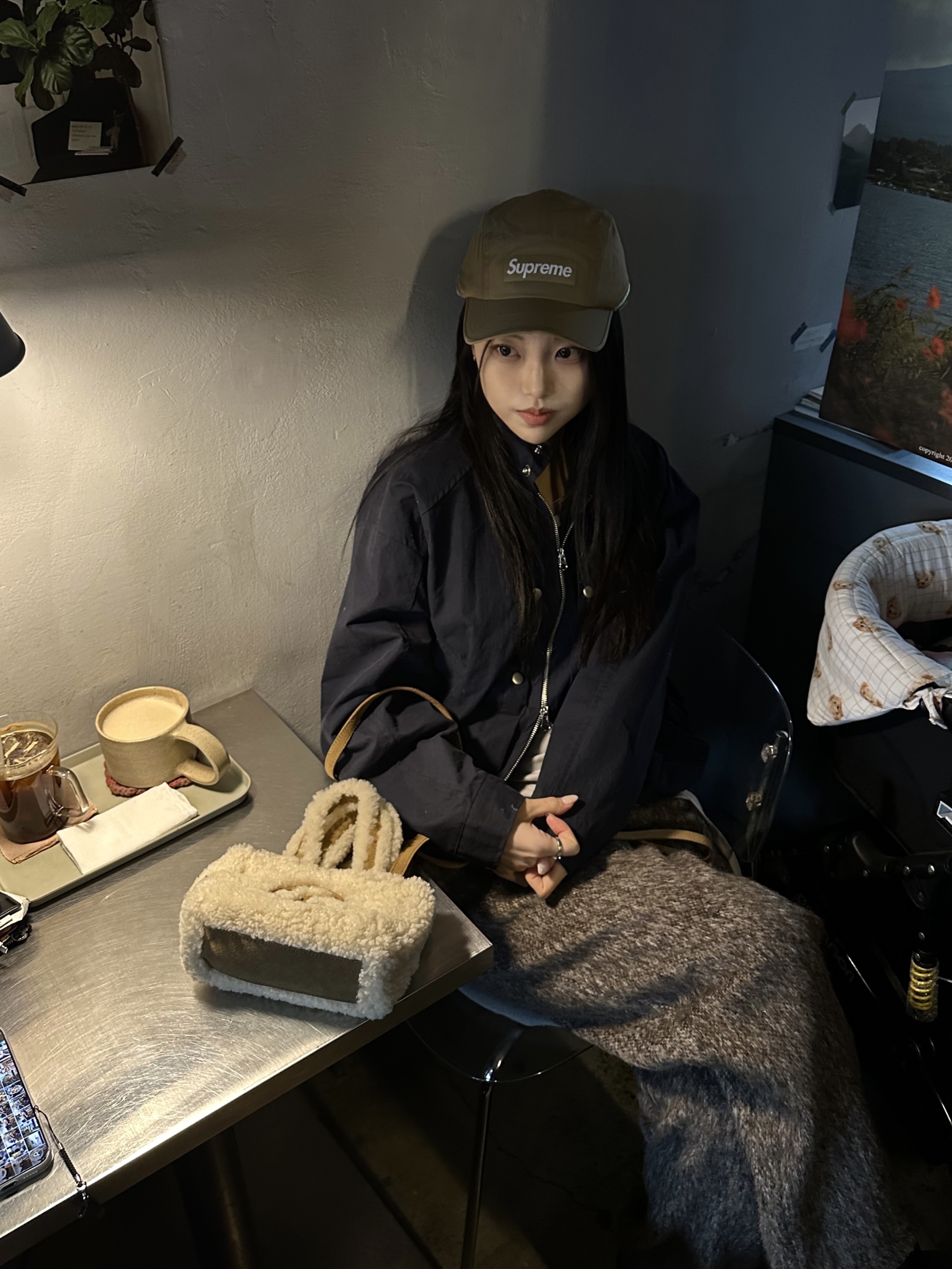 Supreme Polartec Lined Packable Earflap Camp Cap Khaki - 25FW, (W) The North Face Sherpa Nuptse Jacket Black 착용 스타일 - 4