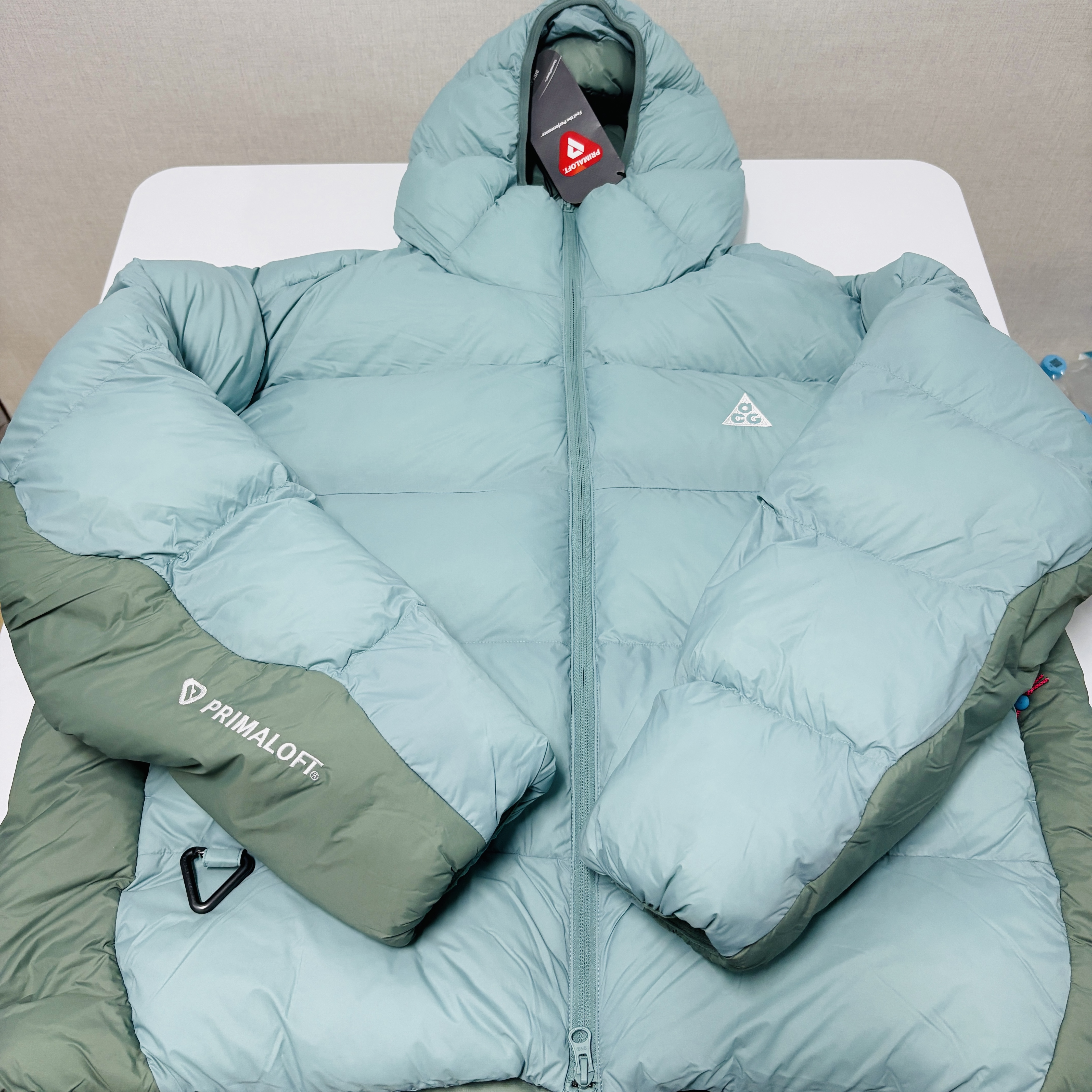 Nike ACG Therma-Fit ADV Lunar Lake Loose Hooded Jacket Cannon Mint Foam - Asia 착용 스타일