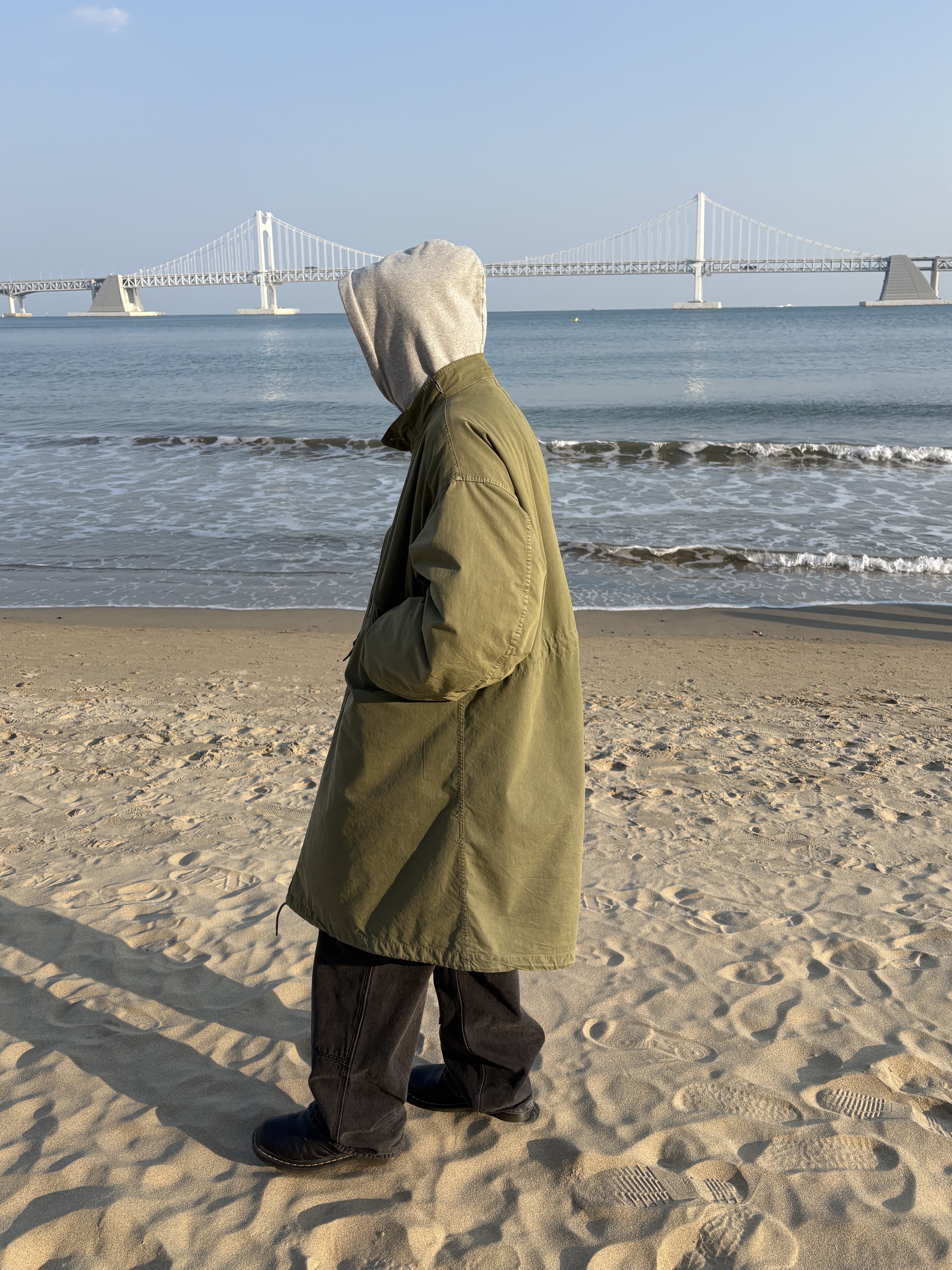 Freak's Store M-65 Liner Set Faded Olive, Thisisneverthat Denim Double Knee Pants Black 착용 스타일 - 7