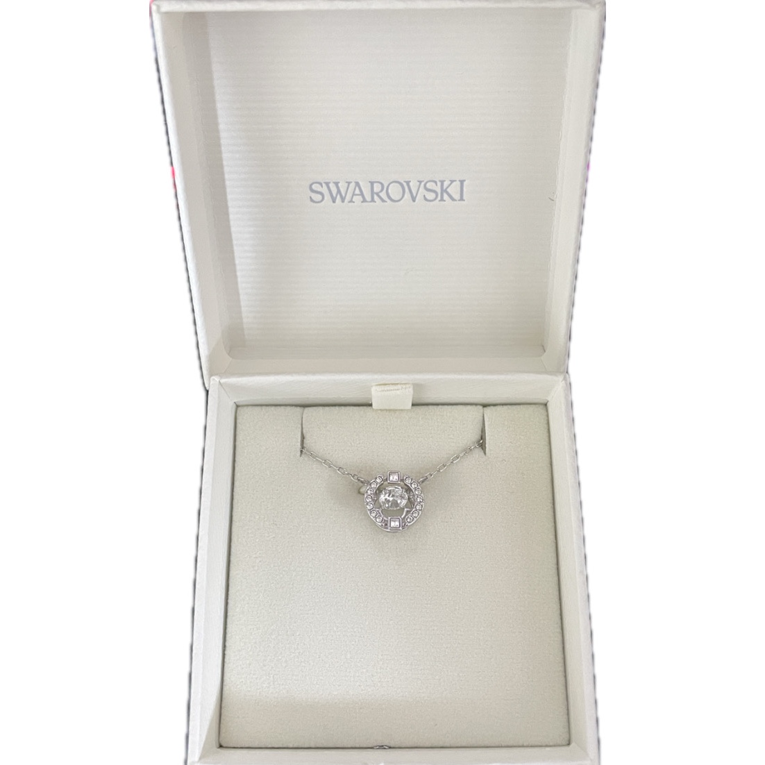(W) Swarovski Sparkling Dance Necklace White Rhodium Plated 착용 스타일 - 1