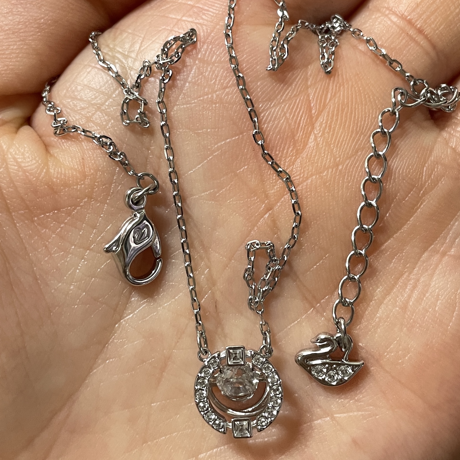 (W) Swarovski Sparkling Dance Necklace White Rhodium Plated 착용 스타일 - 3