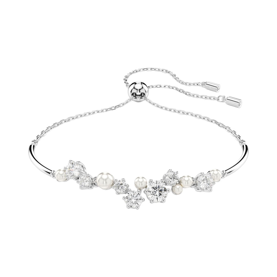 5705618 (W) Swarovski Constella Bangle Crystal Pearl Round Cut White Rhodium Plated