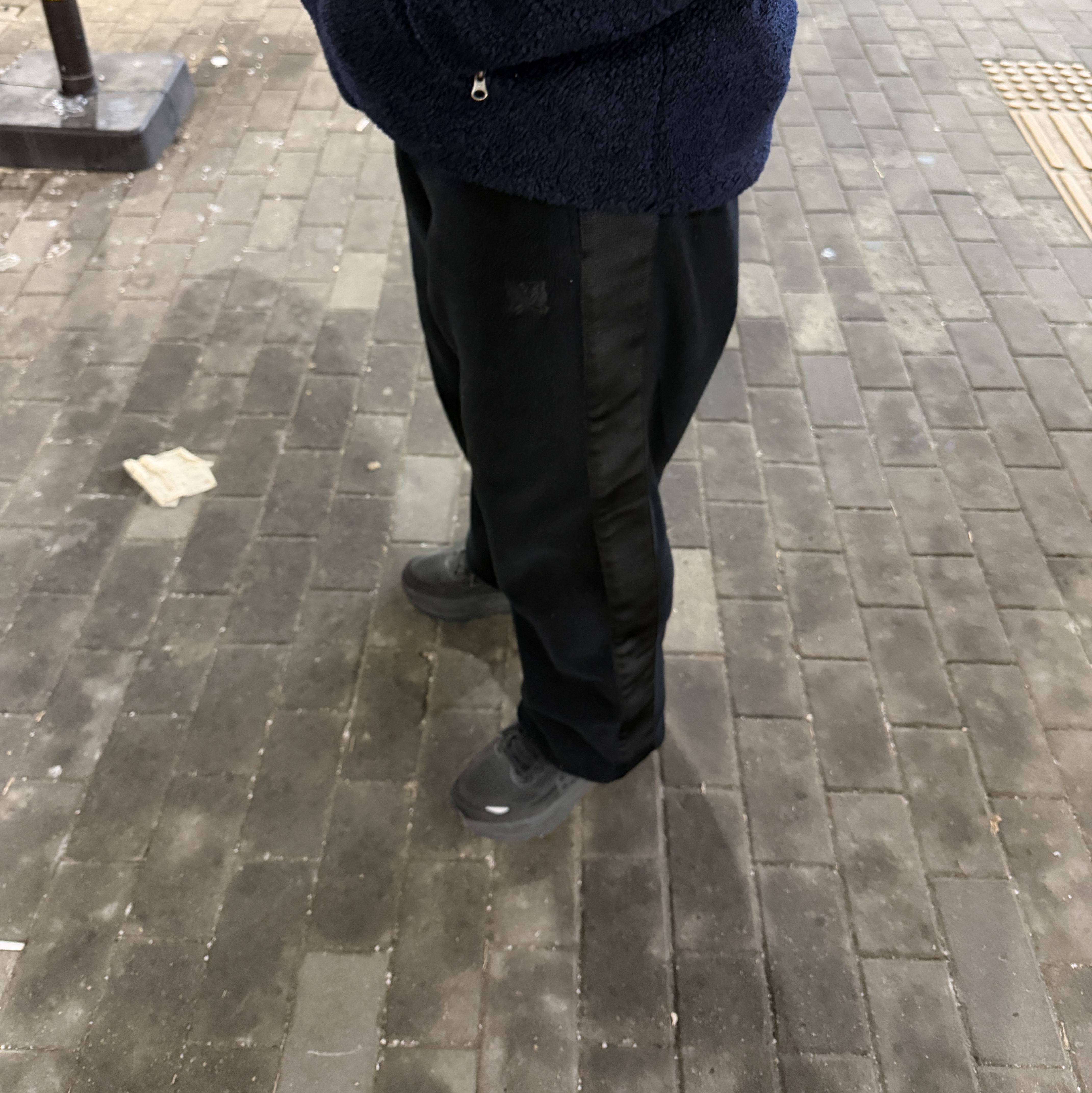 Uniqlo x Needles Fleece Wide Pants Black - JP 착용 스타일