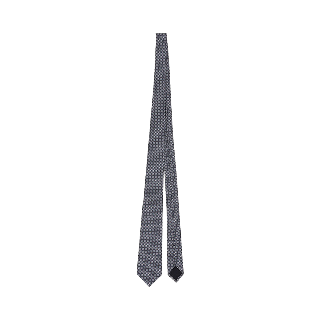 836126-4E009-1263 Gucci Tie with Allover Horsebit Print in Silk Grey