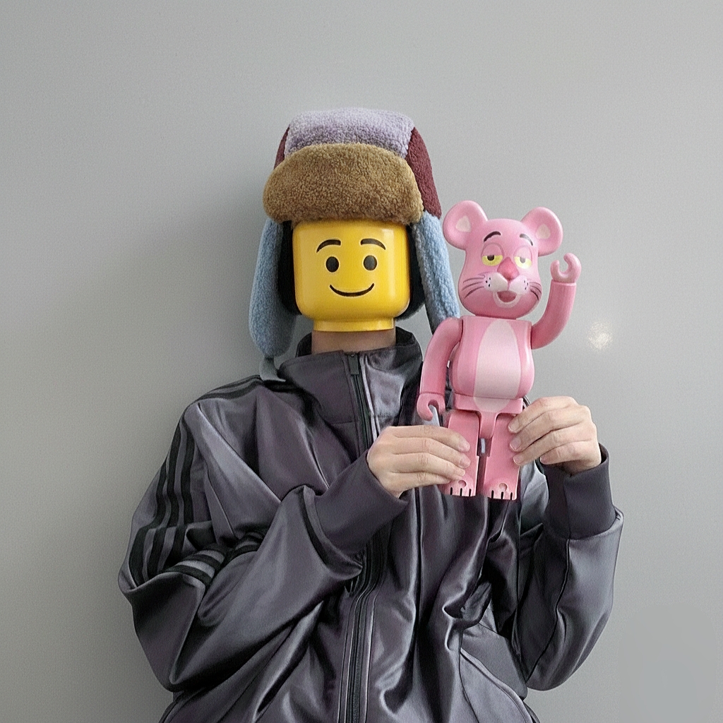 Bearbrick Pink Panther 100% & 400% Set, Adidas Firebird Metallic Track Top Grey Strata - KR Sizing 착용 스타일 - 2