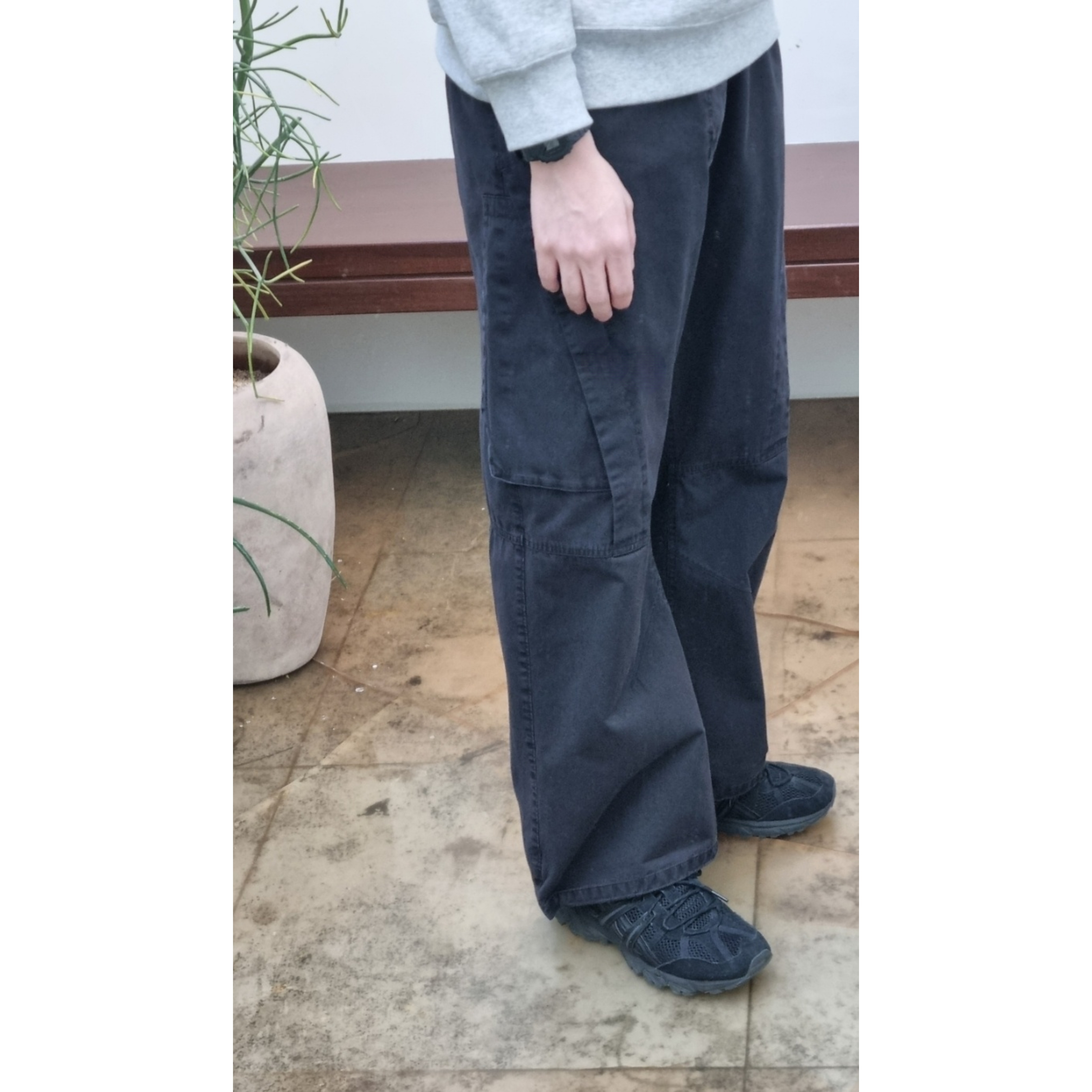 Asics Gel-Sonoma 15-50 Black, Polyteru Boarder Pants Dark Navy 착용 스타일 - 1