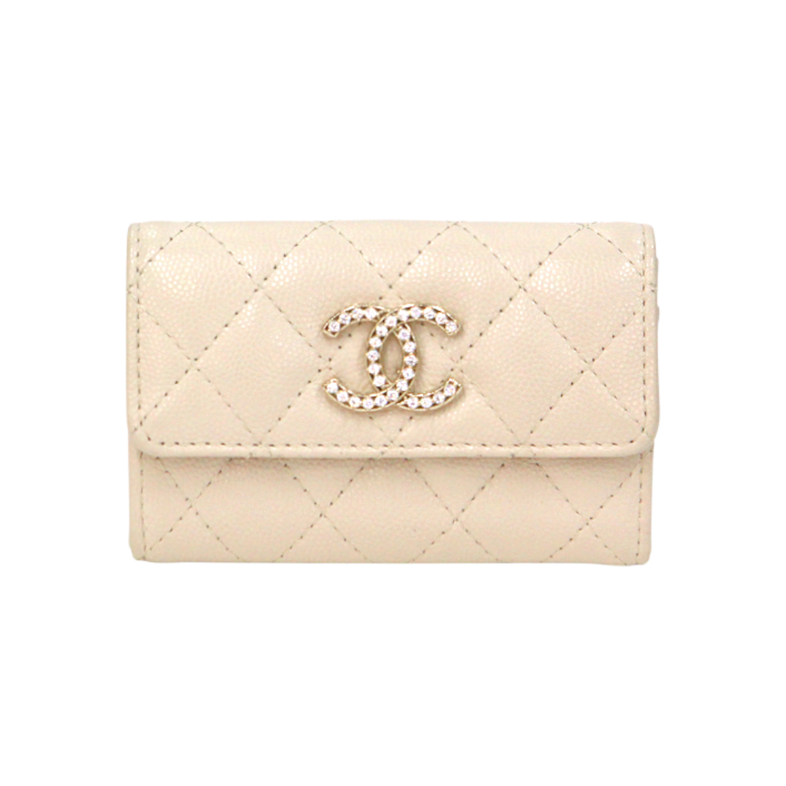 IT2MHNWOB4WP Chanel Beige Caviar Leather Card Wallet C-B47995