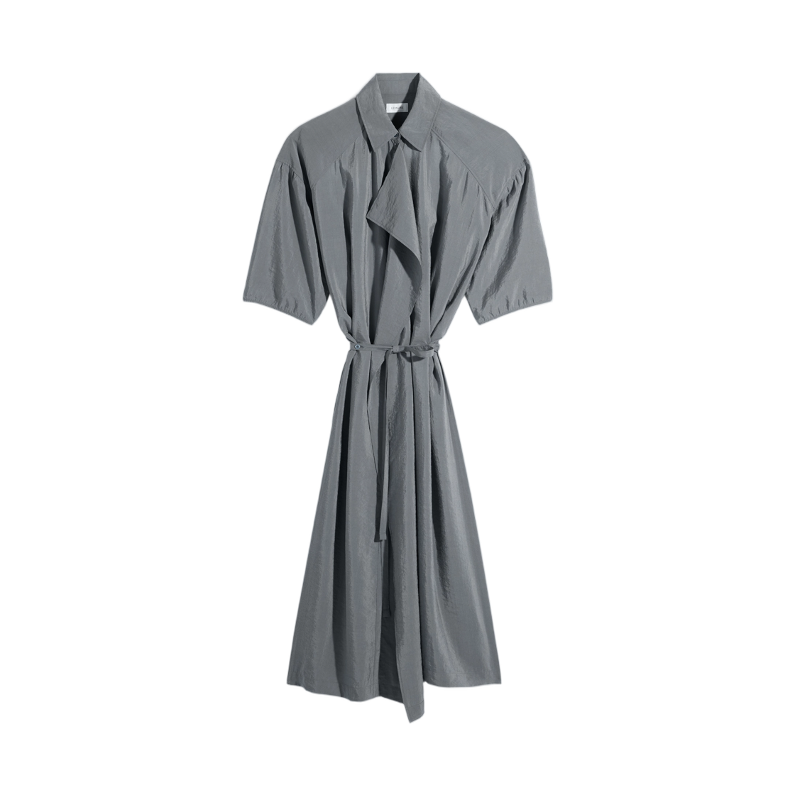 (W) 르메르 어시메트리컬 셔츠 드레스 드라이 실크 케이스((W) Lemaire Asymmetrical Shirt Dress in Dry Silk Aluminium)