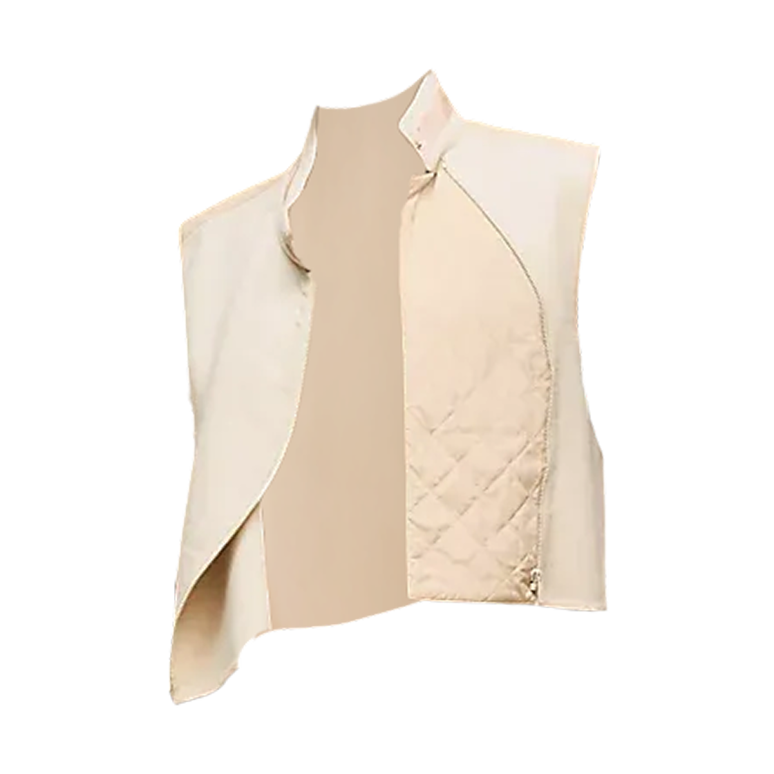 H6E0259DF1C (W) Hermes Mixed Materials Sleeveless Jacket Blanc Marbre