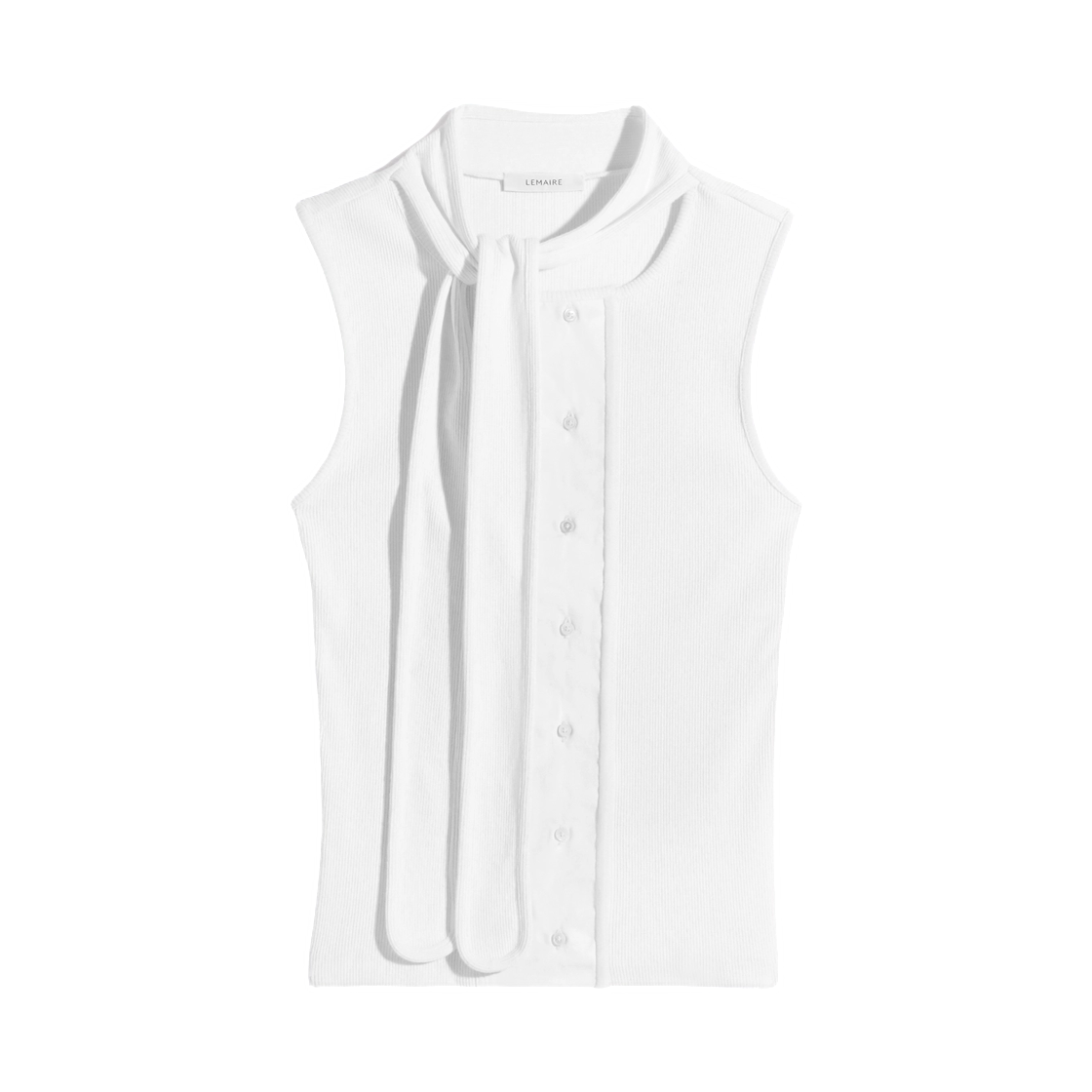 (W) 르메르 어시메트리컬 피티드 탑 저지 밀크((W) Lemaire Asymmetrical Fitted Top in Jersey Milk)