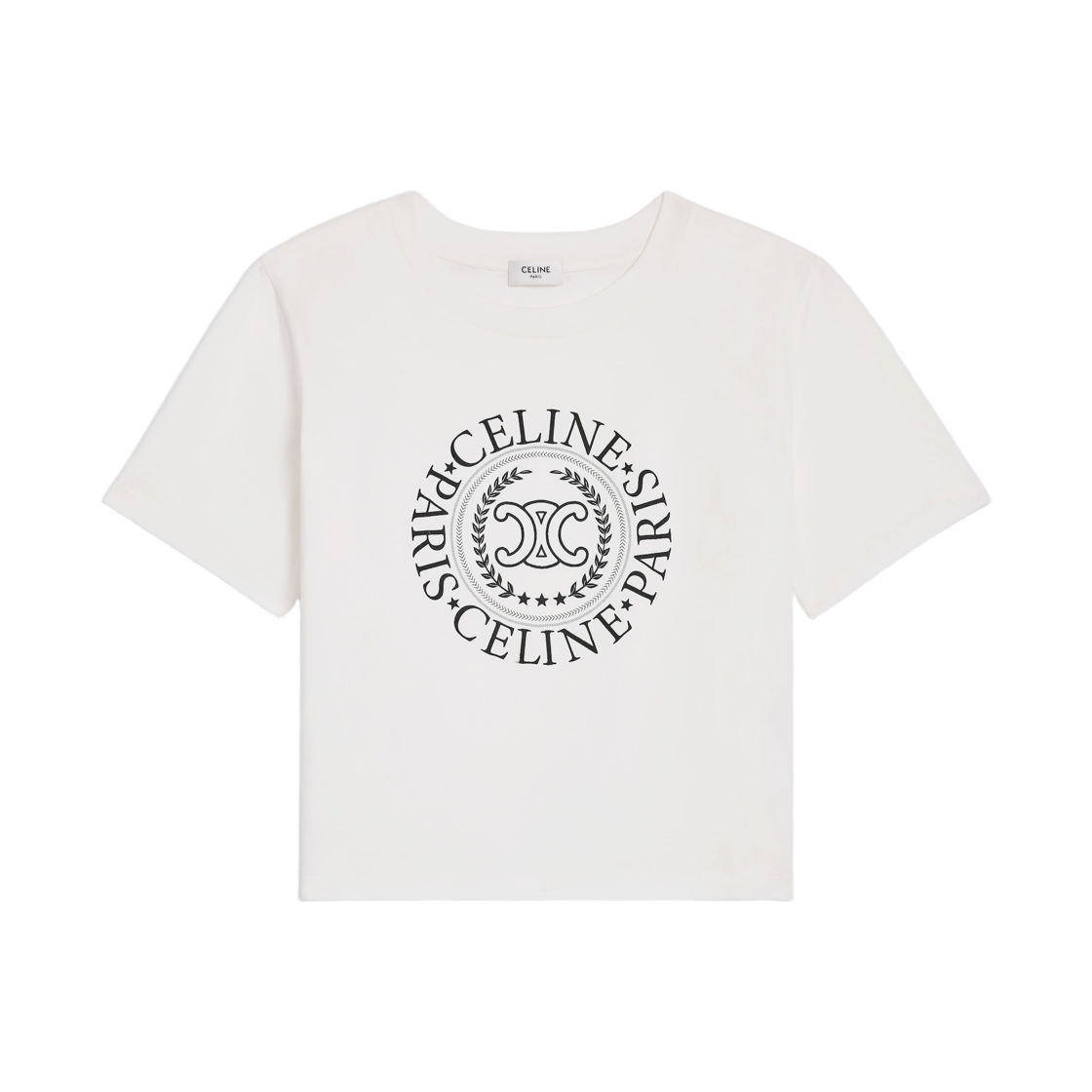 RX0AR507Z-01MA (W) Celine Boxy T-Shirt in Cotton Jersey Off White Navy